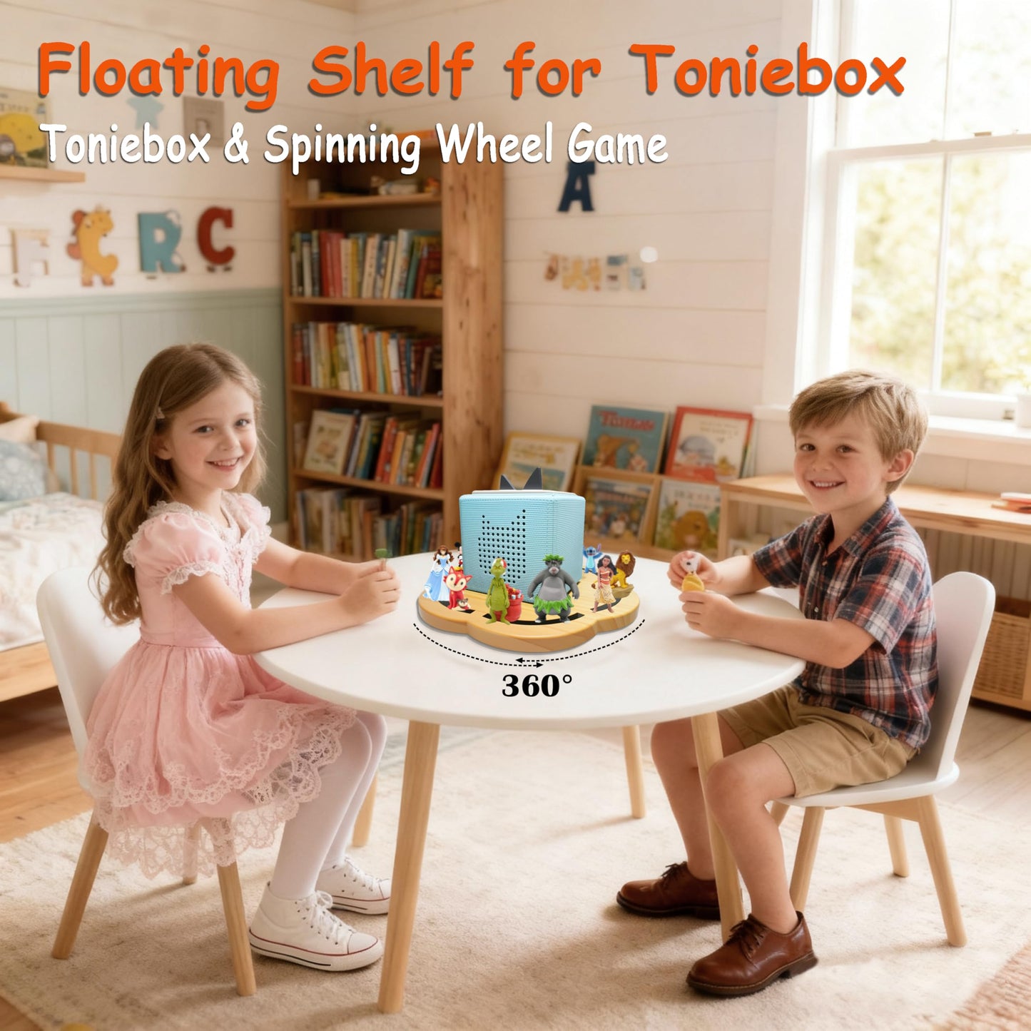 KLUNMA 360° Rotating Magnetic Pine Tonies Shelf for Toniebox 1 & 2 – Petal-Shaped, Holds 10–20 Figures