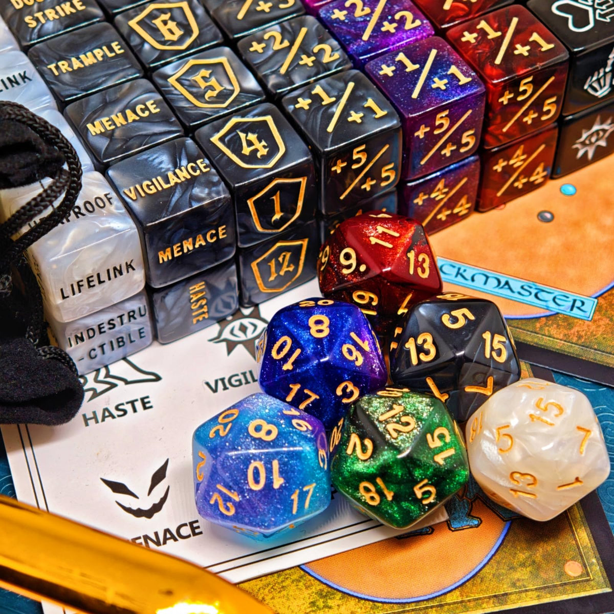 KLURXZGYPTH 90 PCS MTG Counter Dice Set – AbilityKeyword Counters & Life/Shield D6 Display