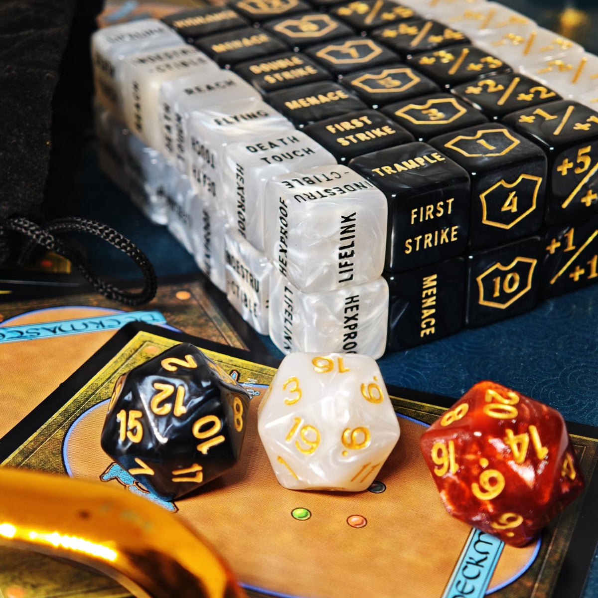 KLURXZGYPTH 63 PCS MTG Counter Dice Set – Life & Ability Counters, Marble D6 Dice