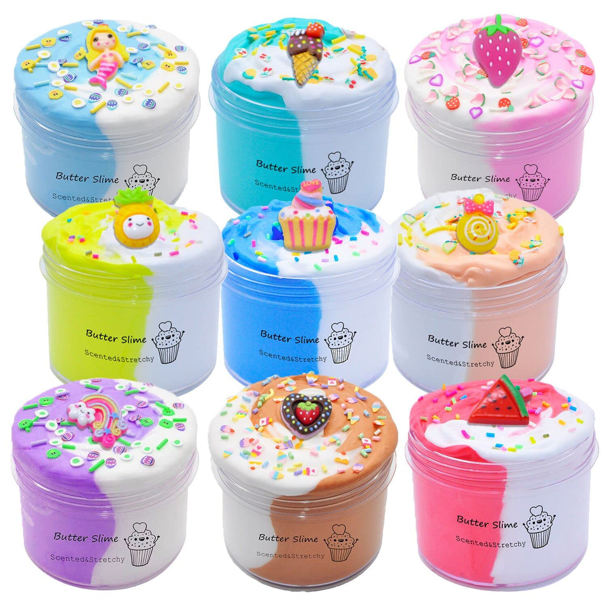 KMBTQRE Butter Slime Kit - Two-Toned 9-Pack for Kids 6-12 | Party Favors