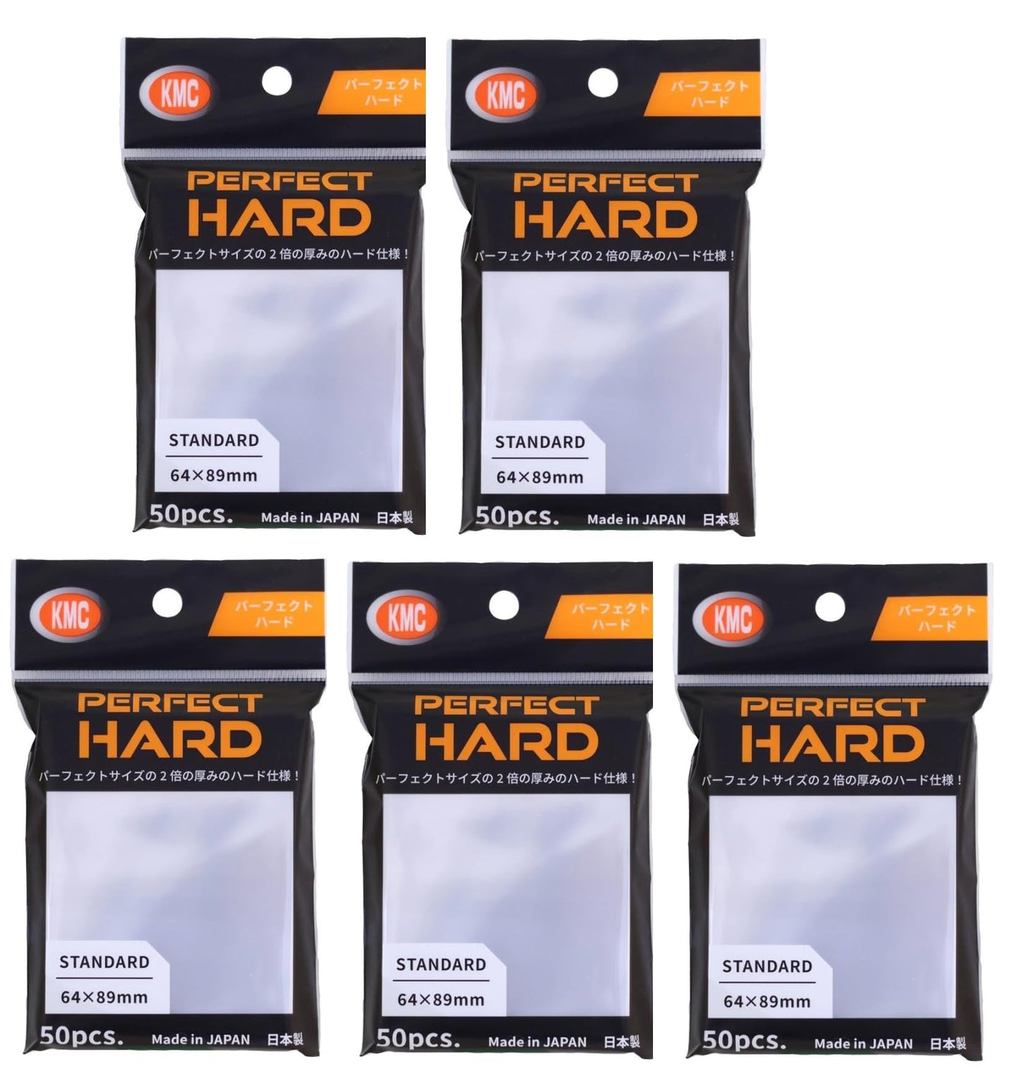 KMC Card Barrier Sleeve Perfect Hard – 5 Set from Japan | 250 Pieces, 64 x 89 x 0.1 mm