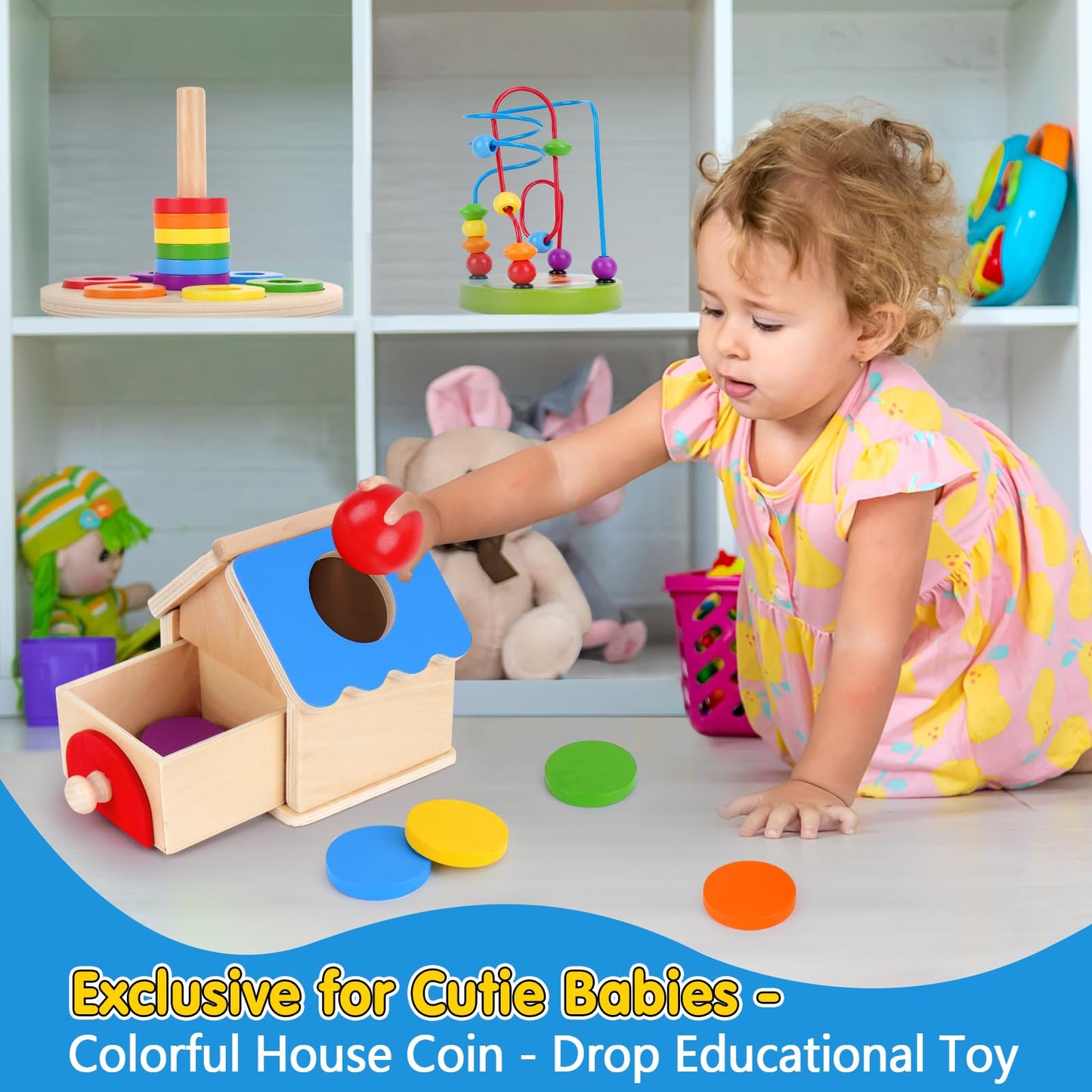 KMTJT Montessori Toys for 12-18 Months | Stacking Cups & Bead Maze