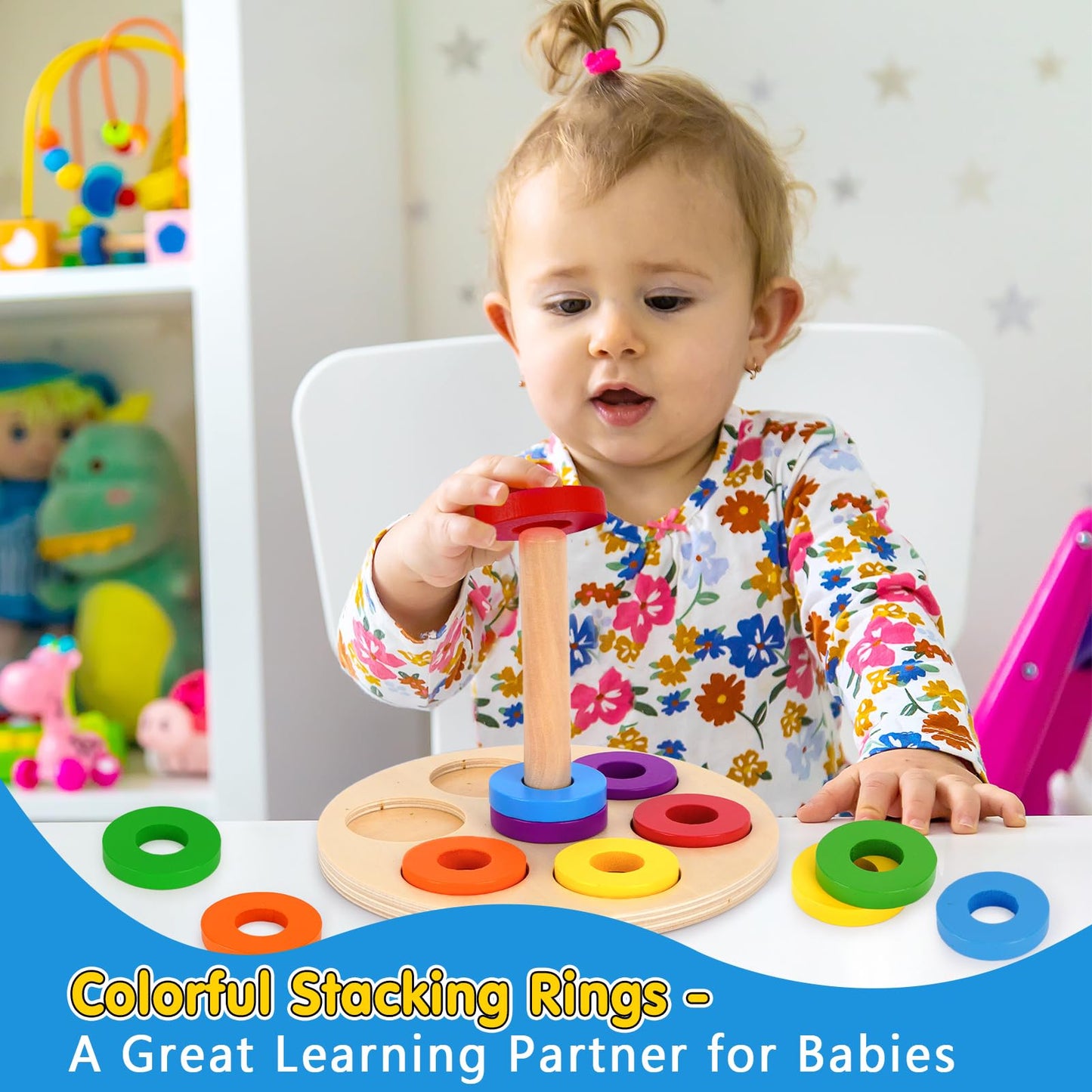 KMTJT Montessori Toys for 12-18 Months | Stacking Cups & Bead Maze