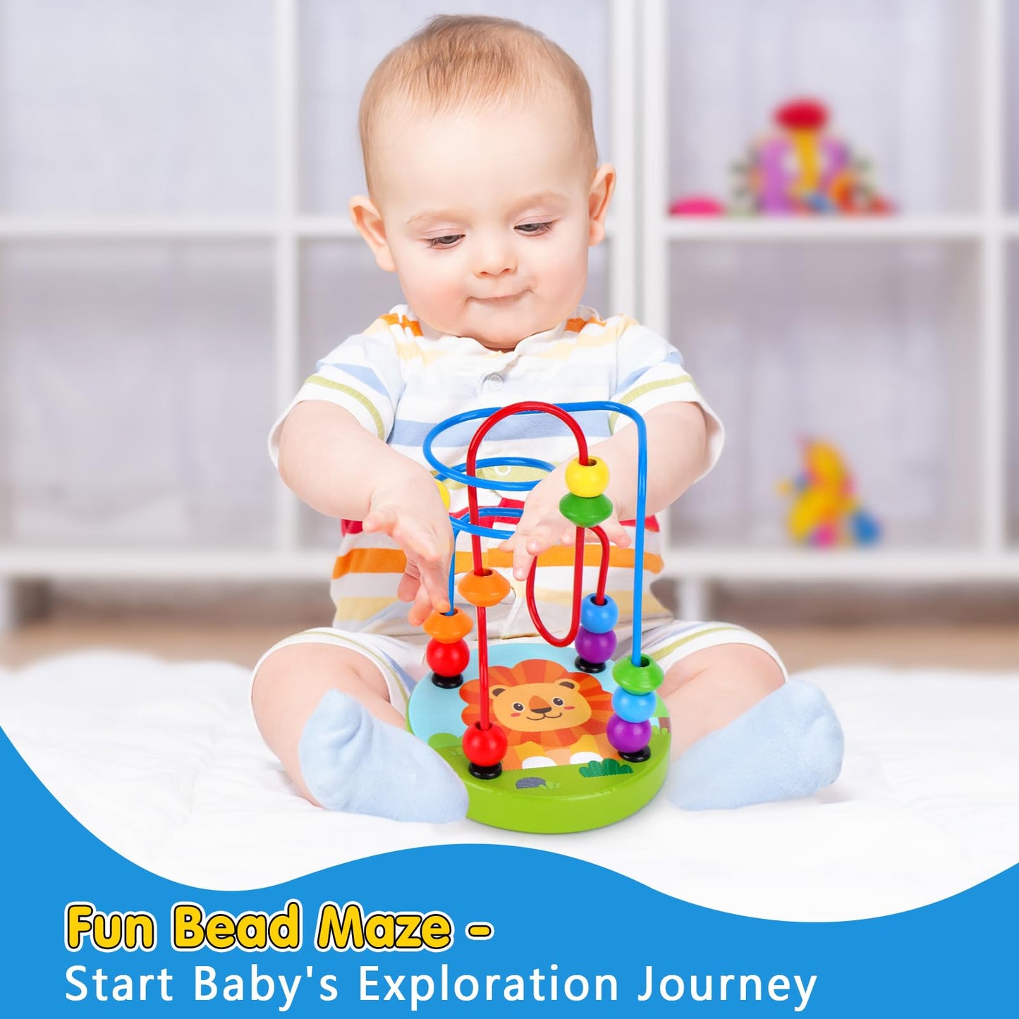 KMTJT Montessori Toys for 12-18 Months | Stacking Cups & Bead Maze