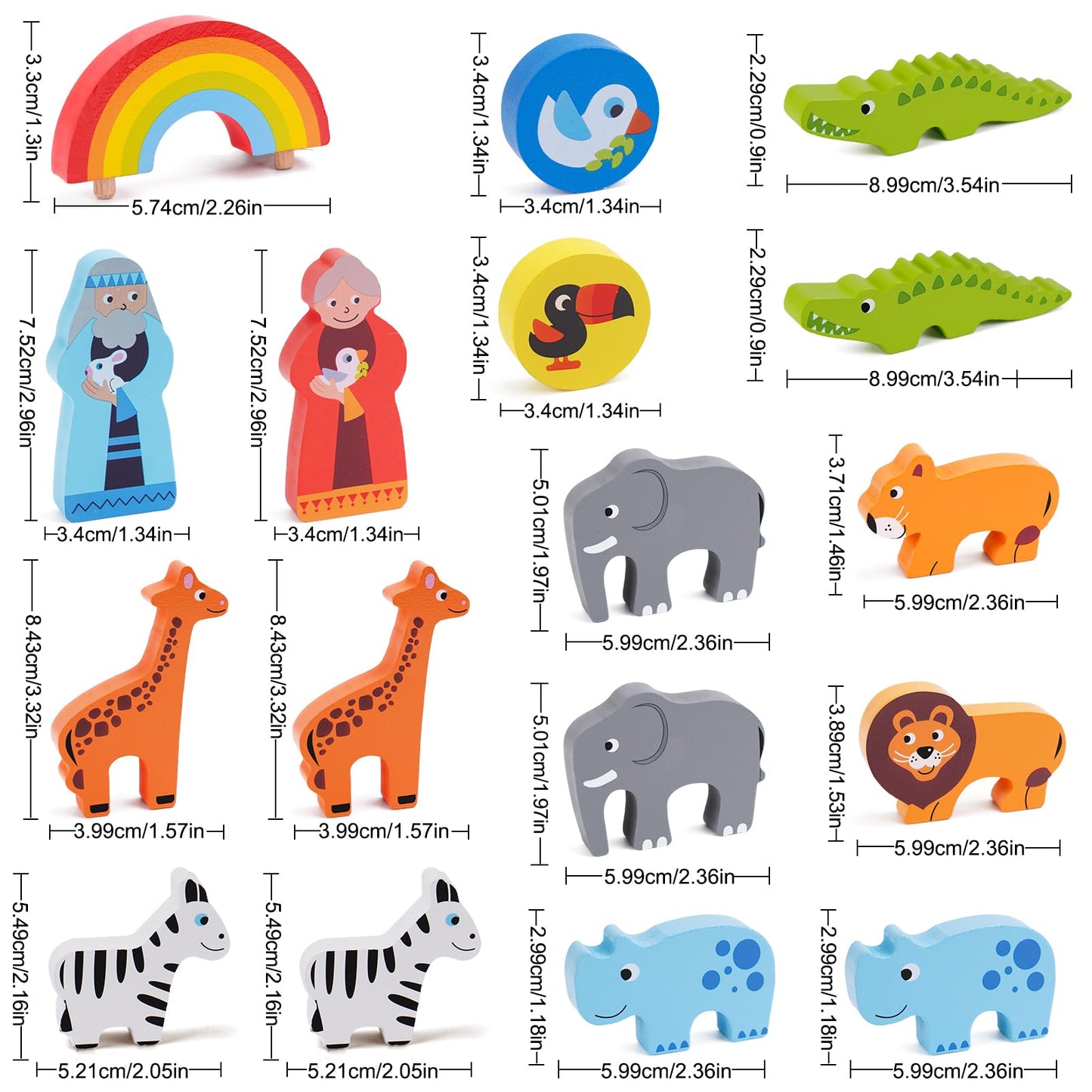 KMTJT Noah's Ark Wooden Toy — Montessori Shape Sorter for Toddlers, Baptism Gift