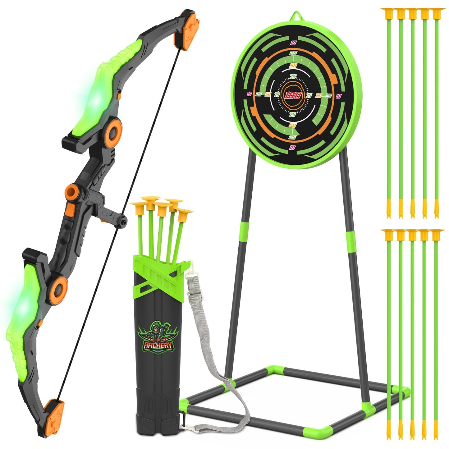 Kmuxilal Kids Bow and Arrow Set with LED Lights | Indoor & Outdoor Archery Toy Gift (Ages 4-12)