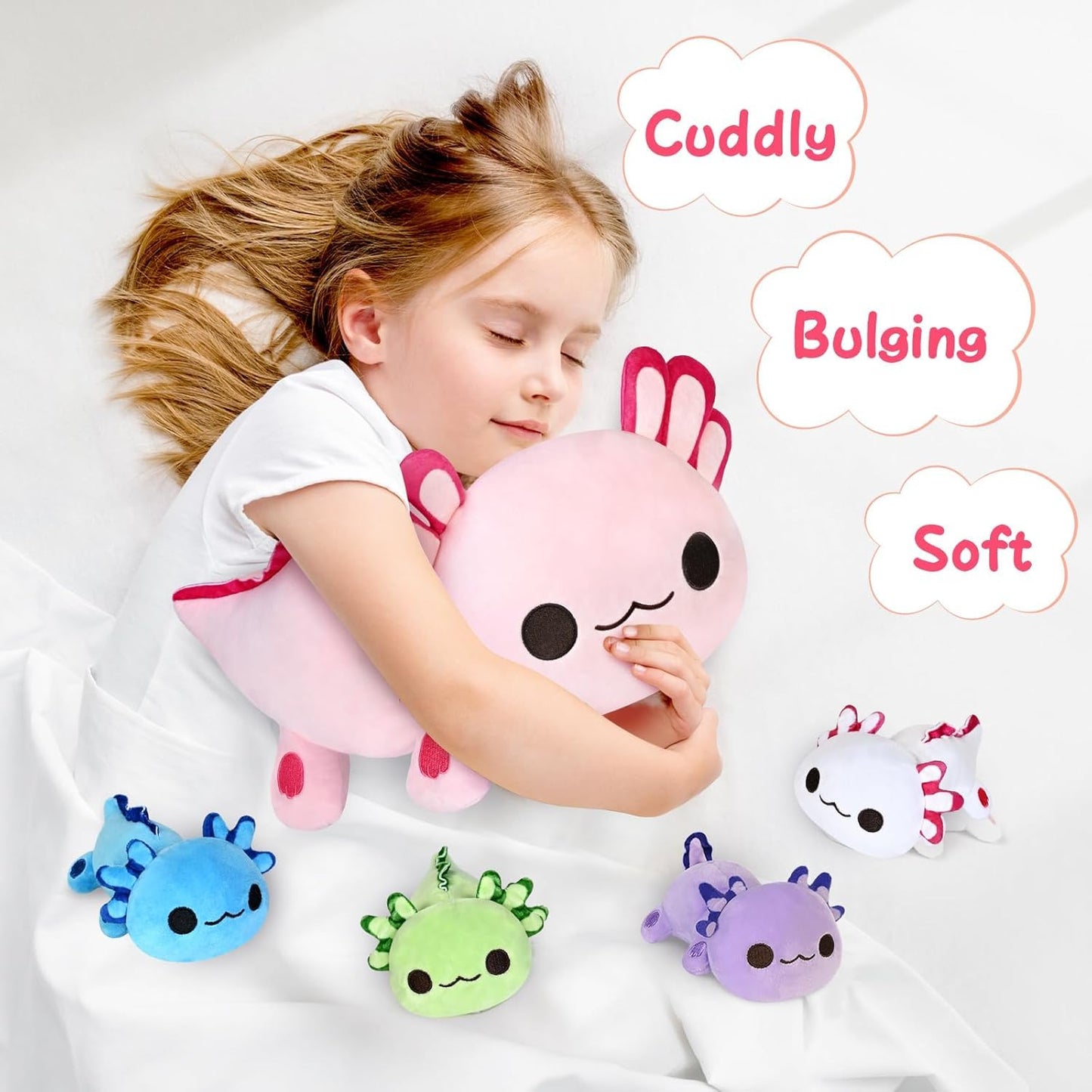 KMUYSL Axolotl Plush Toy Set – Mommy with 4 Babies, Gift for Kids 0-8+