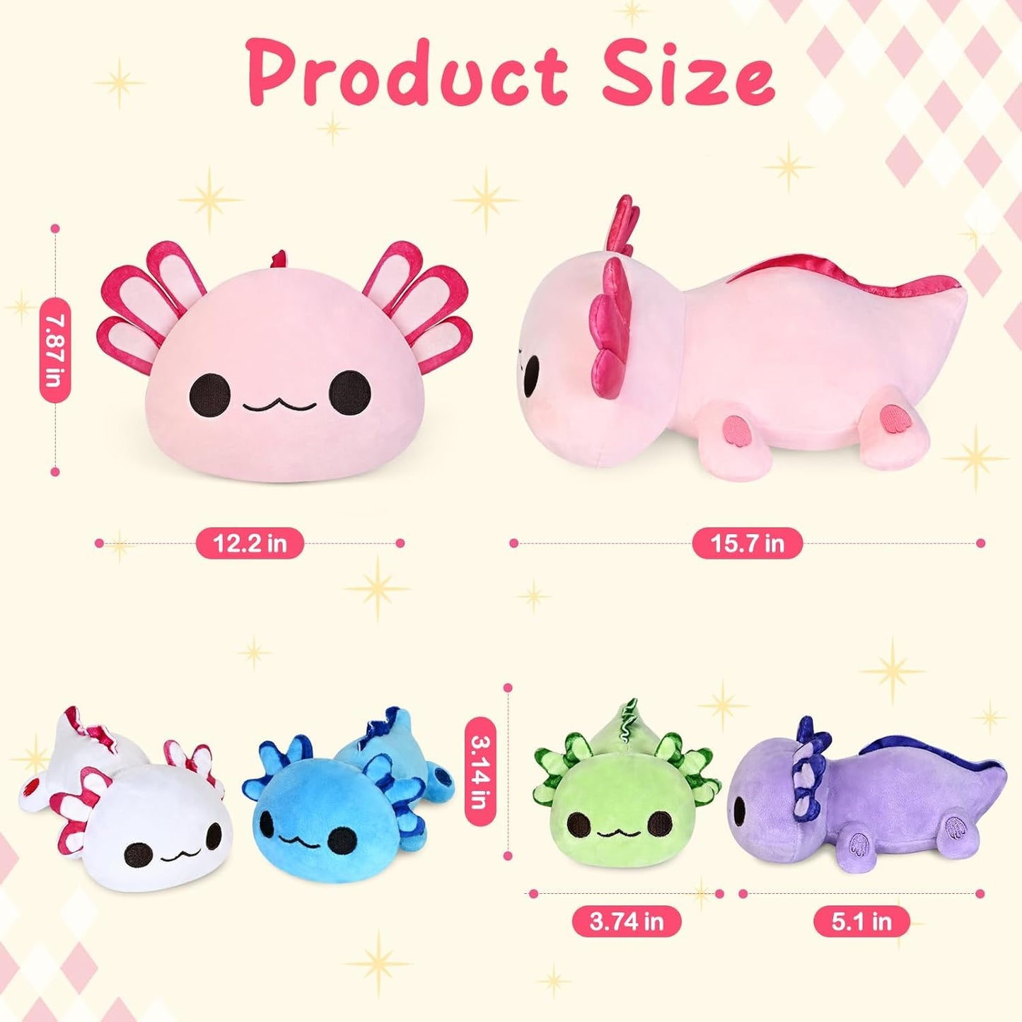 KMUYSL Axolotl Plush Toy Set – Mommy with 4 Babies, Gift for Kids 0-8+