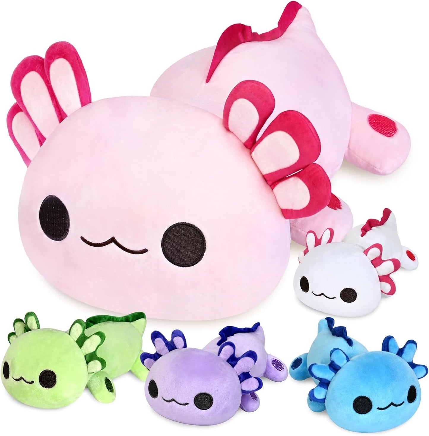 KMUYSL Axolotl Plush Toy Set – Mommy with 4 Babies, Gift for Kids 0-8+