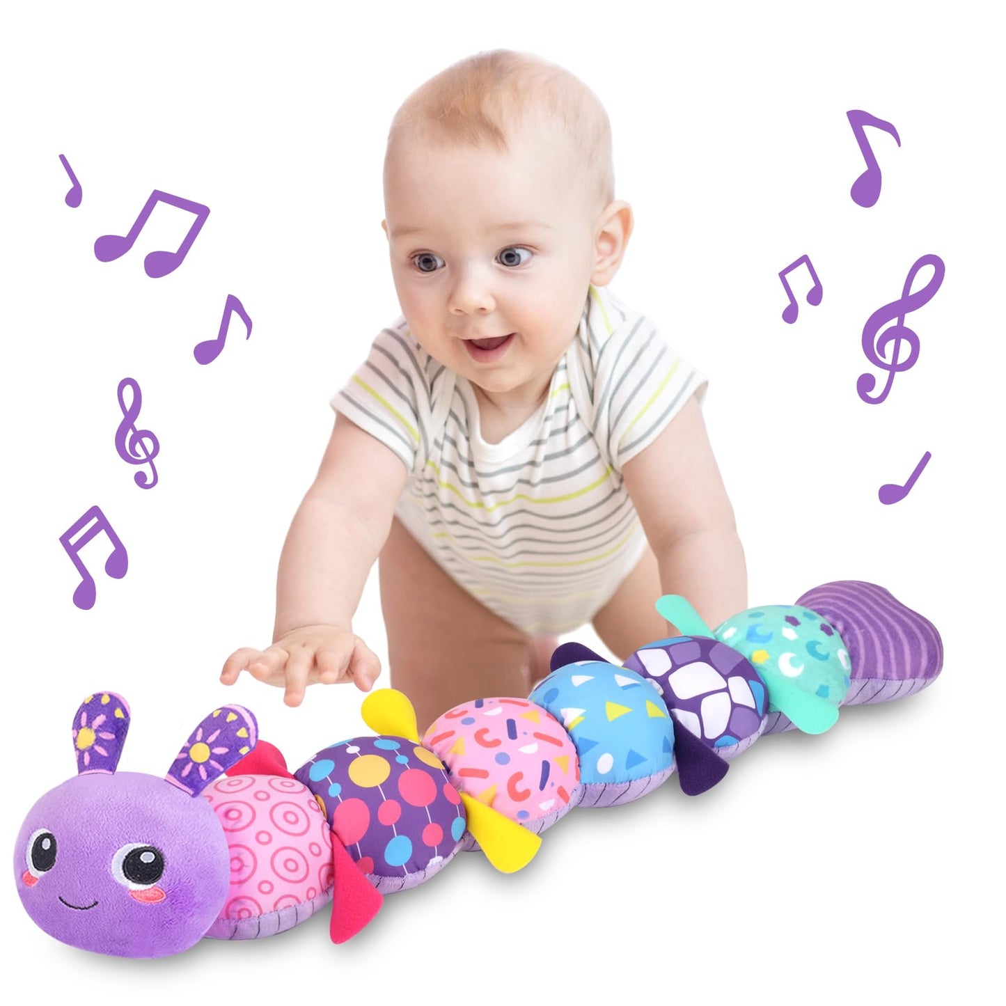 KMUYSL Baby Toys 0–12 Months – Sensory Animal Plush with Crinkle, Rattle & Squeaker