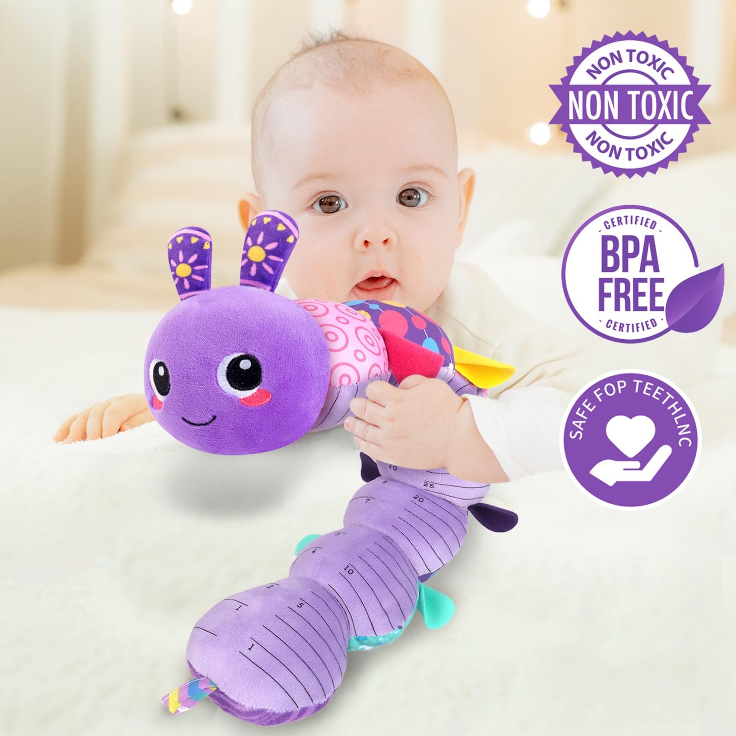 KMUYSL Baby Toys 0–12 Months – Sensory Animal Plush with Crinkle, Rattle & Squeaker