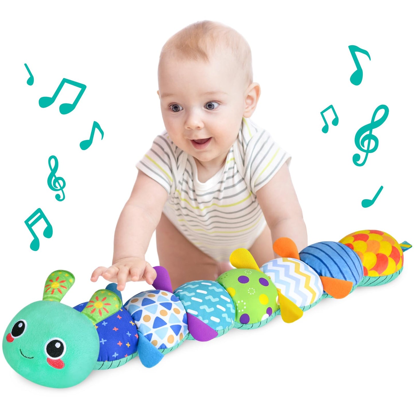 KMUYSL Sensory Baby Toy 0-12 Months — Plush Crinkle, Rattle & Squeaker for Tummy Time
