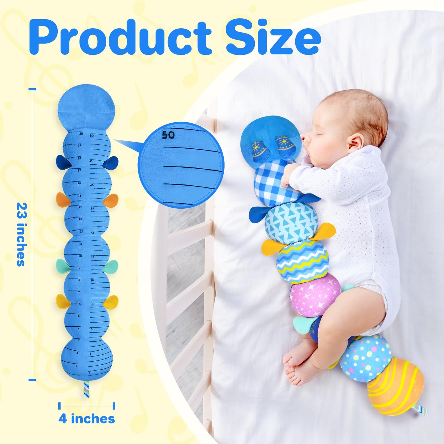 KMUYSL Baby Toys 0-12 Months | Sensory Plush Animal with Crinkle, Rattle & Lullaby