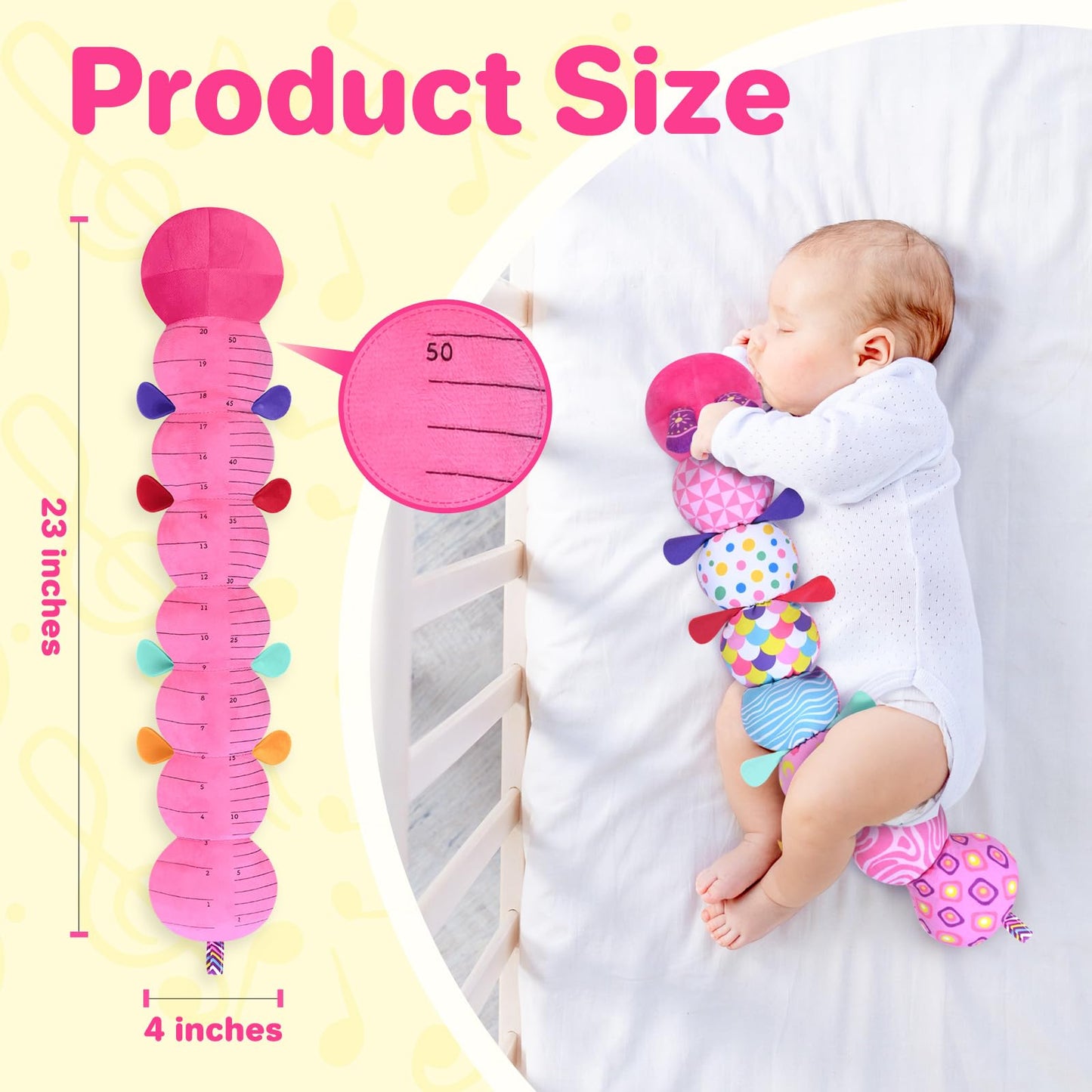 KMUYSL Baby Toys 0-12 Months | Sensory Plush with Crinkle, Rattle & Squeaker