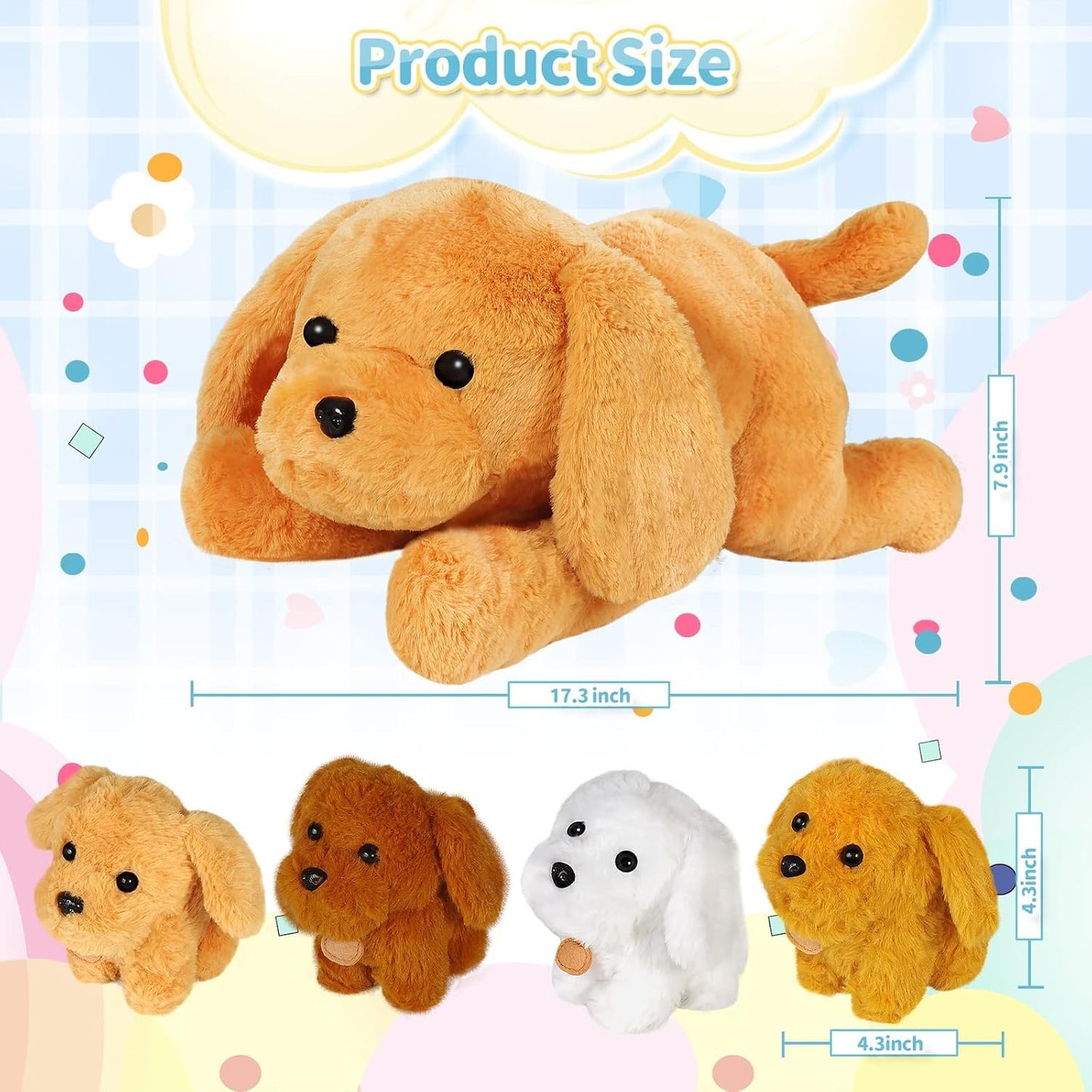 KMUYSL Puppy Stuffed Animals Toys – Mommy Dog with 4 Baby Puppies, Soft Plush Gift for Kids 0-8+