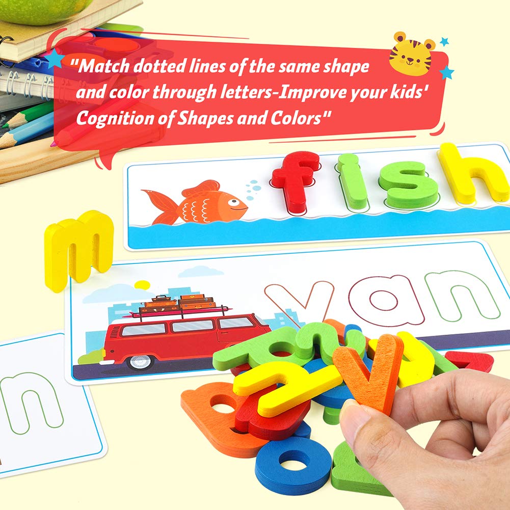 KMUYSL See & Spell CVC Word Builders – Alphabet Cards for Kids 3–6 | Preschool Learning Toys