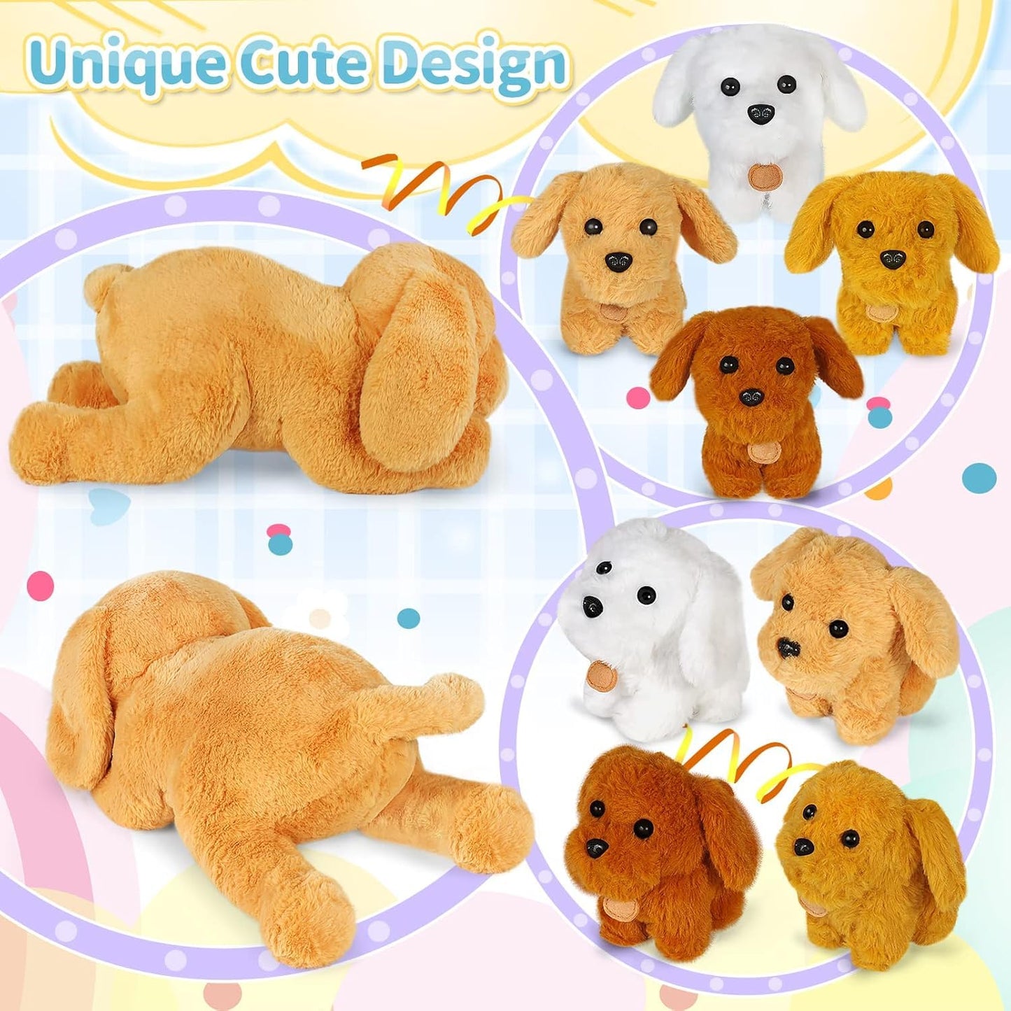 KMUYSL Puppy Stuffed Animals Toys – Mommy Dog with 4 Baby Puppies, Soft Plush Gift for Kids 0-8+