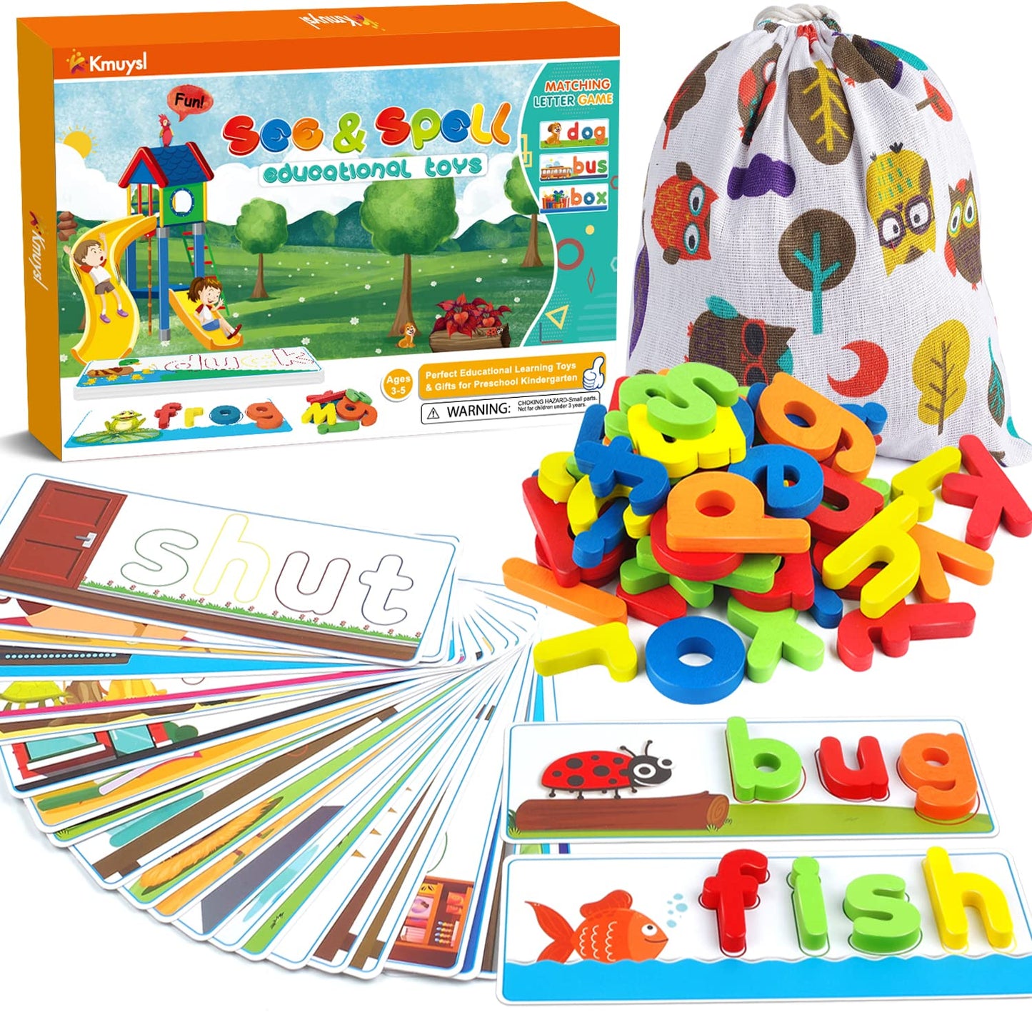 KMUYSL See & Spell CVC Word Builders – Alphabet Cards for Kids 3–6 | Preschool Learning Toys