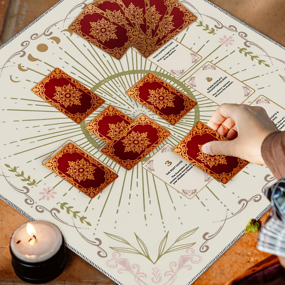 Knana Velvet Altar Cloth Tarot Mat – White Celtic Cross Reading Cloth