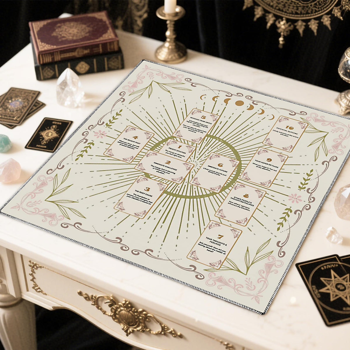 Knana Velvet Altar Cloth Tarot Mat – White Celtic Cross Reading Cloth