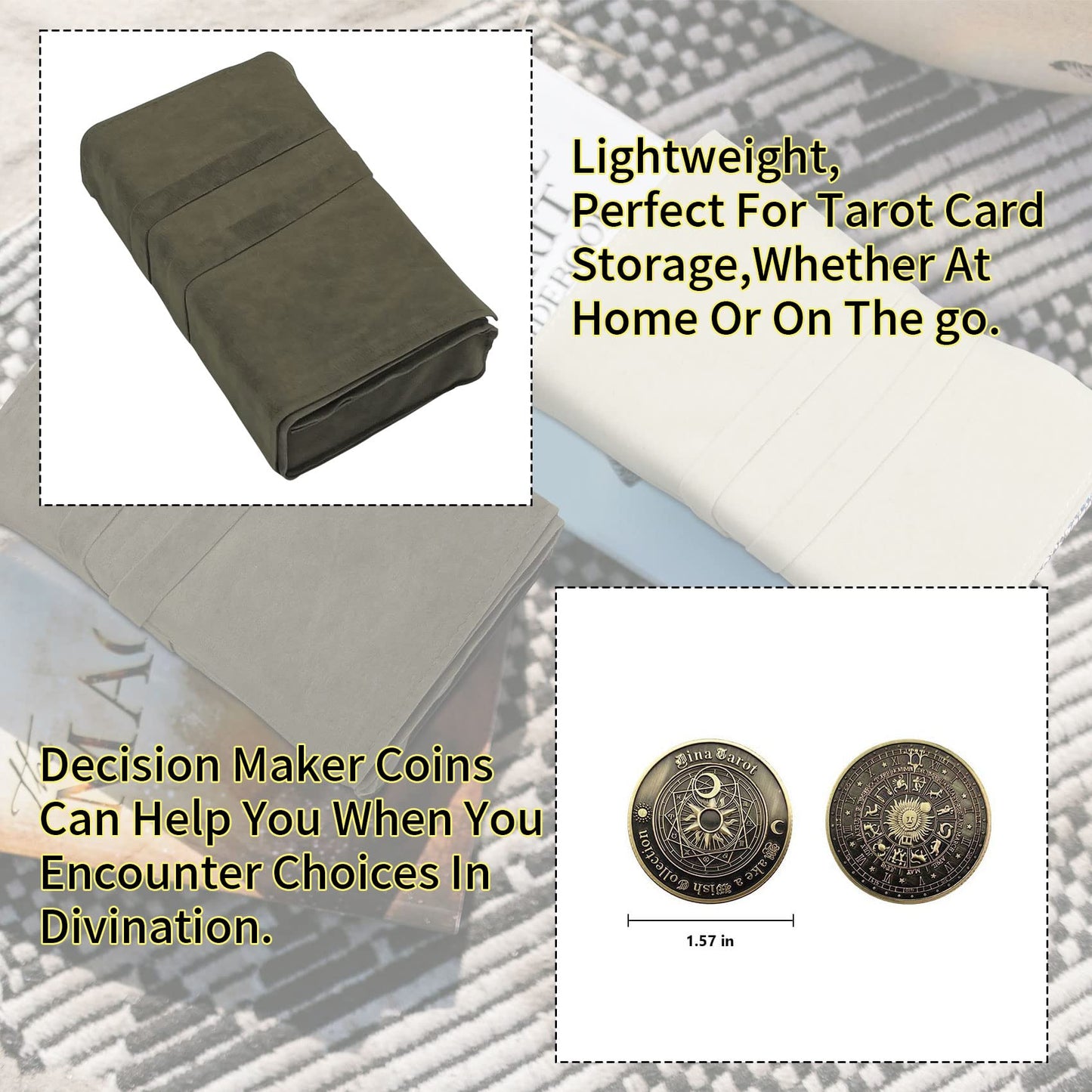 Knana 3Pcs Velvet Tarot Card Bag Set – White & Gray | Portable Tarot Accessories