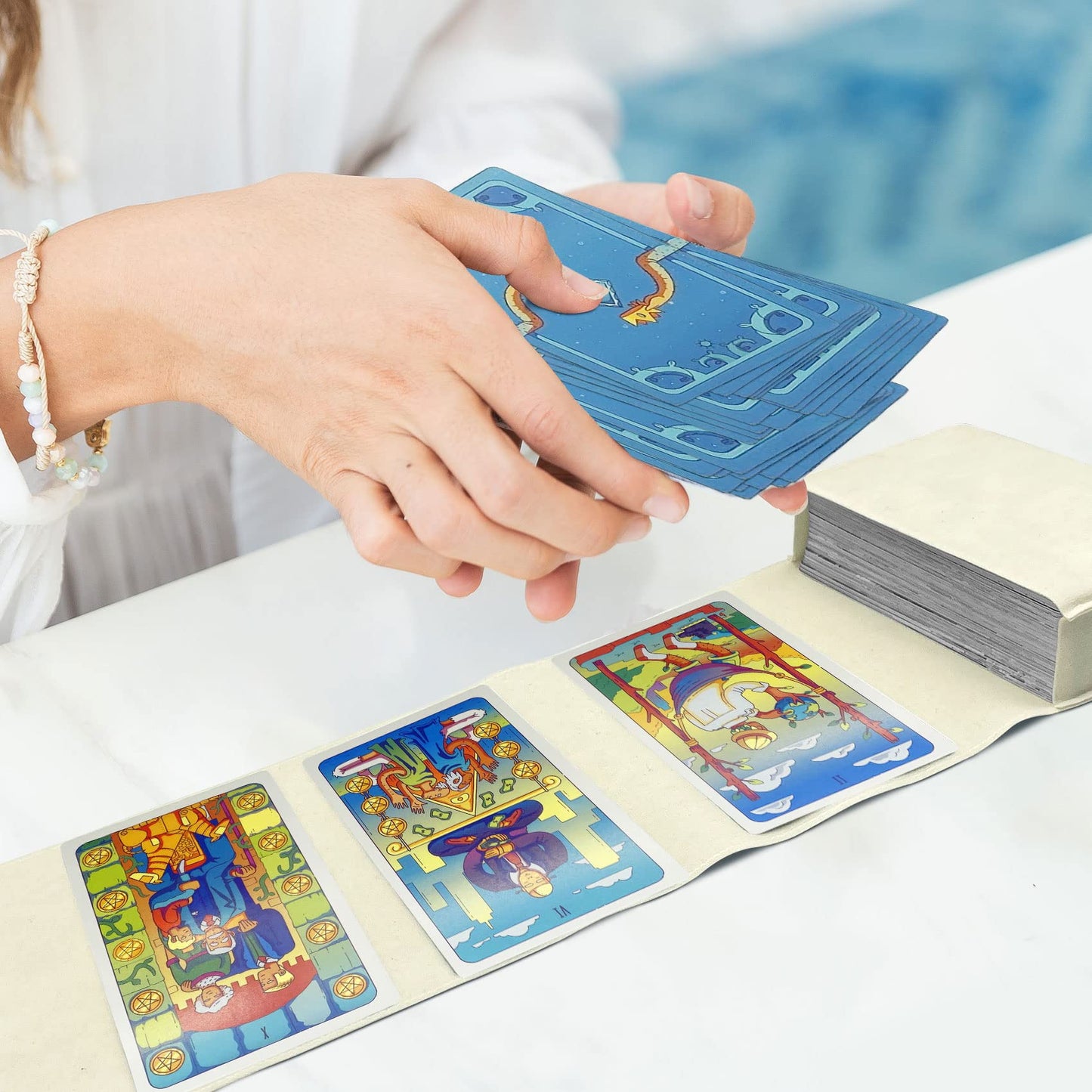 Knana 3Pcs Velvet Tarot Card Bag Set – White & Gray | Portable Tarot Accessories
