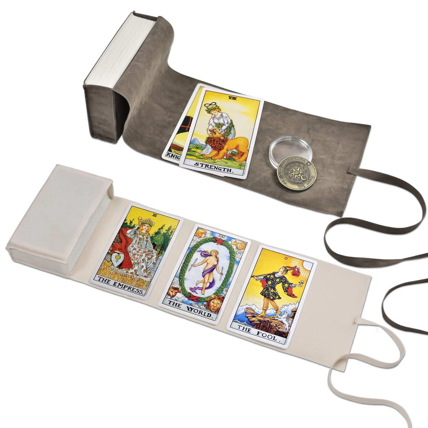 Knana 3Pcs Velvet Tarot Card Bag Set – White & Gray | Portable Tarot Accessories