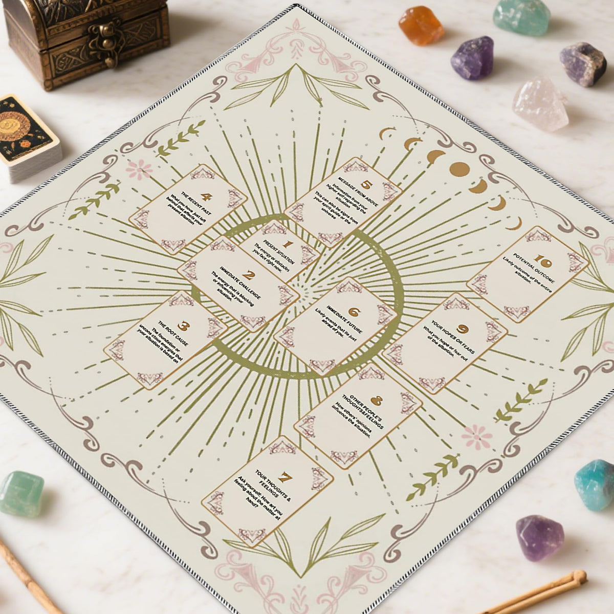 Knana Velvet Altar Cloth Tarot Mat – White Celtic Cross Reading Cloth