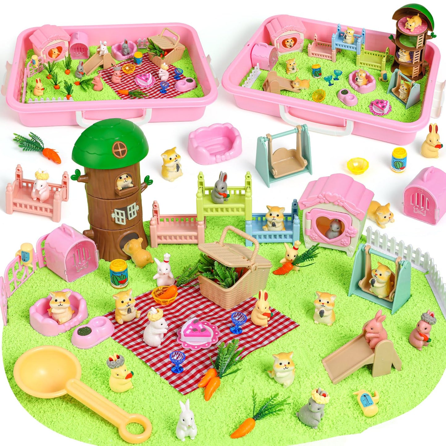 KNASON Rabbit & Hamster Sensory Bin – 2.2lb Play Sand Kit with Box