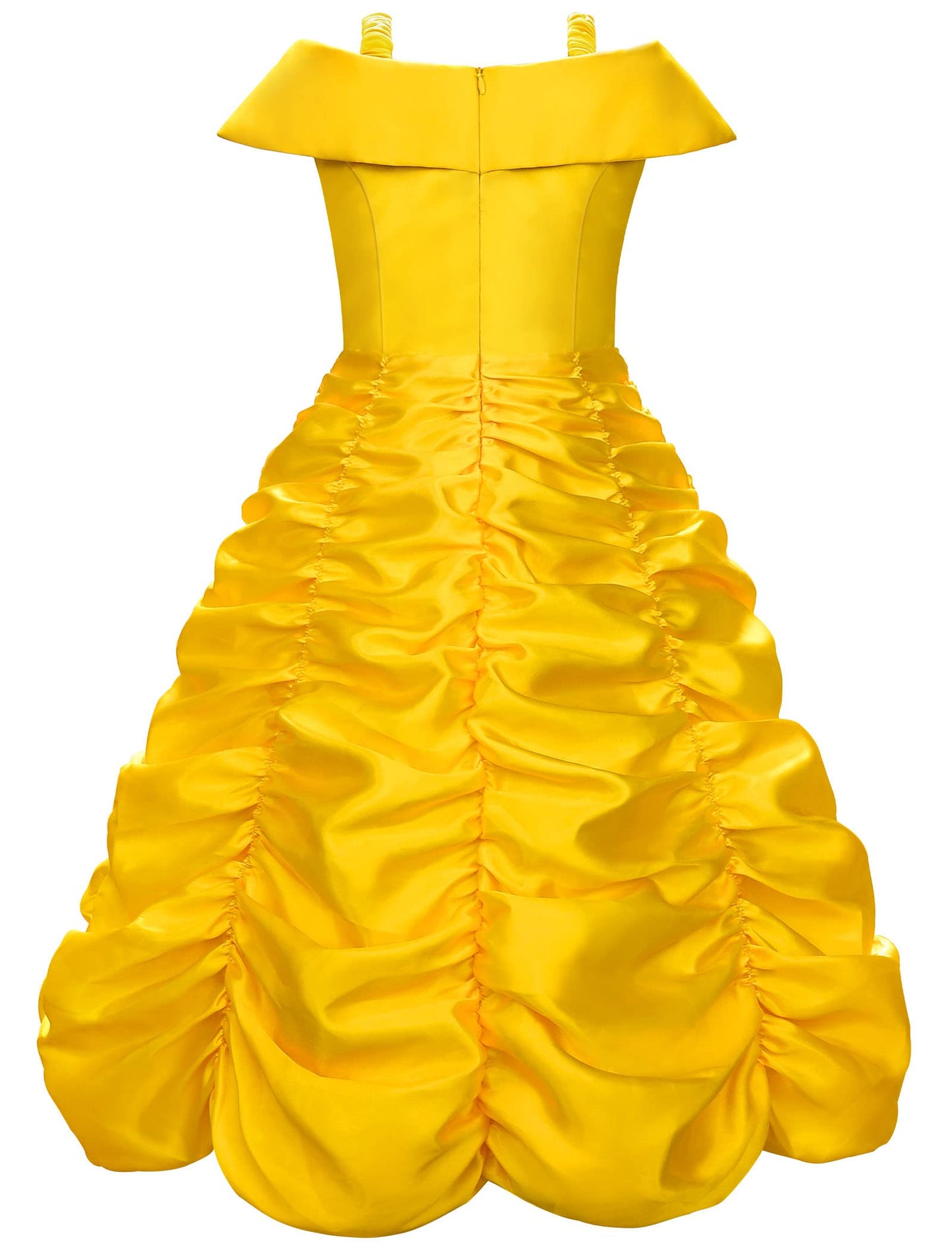 Knemmy Princess Costume Dress for Girls - Yellow Off-Shoulder Satin Dress