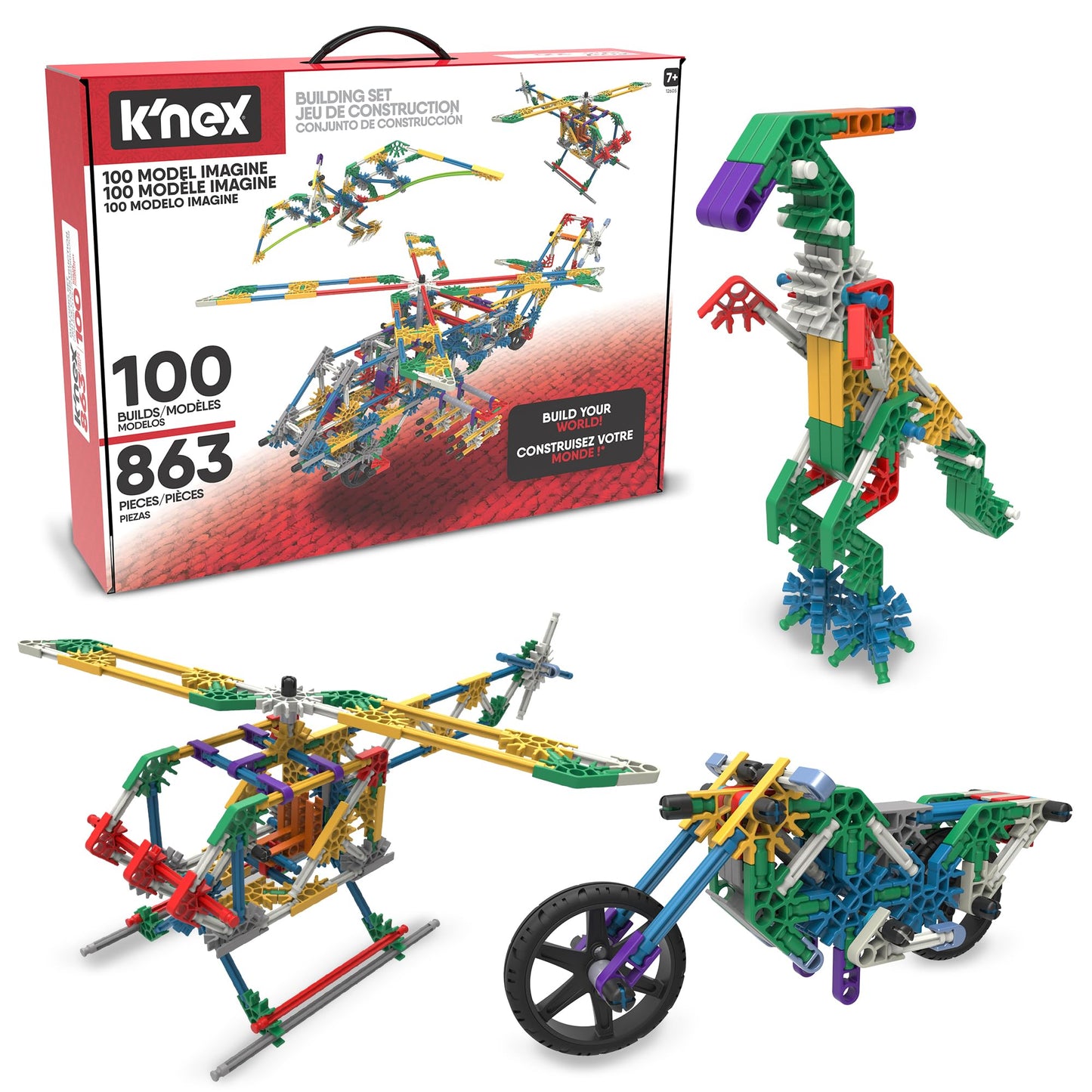 K'NEX 100 Model Building Set – 863 Pieces | STEM Construction for Ages 7+