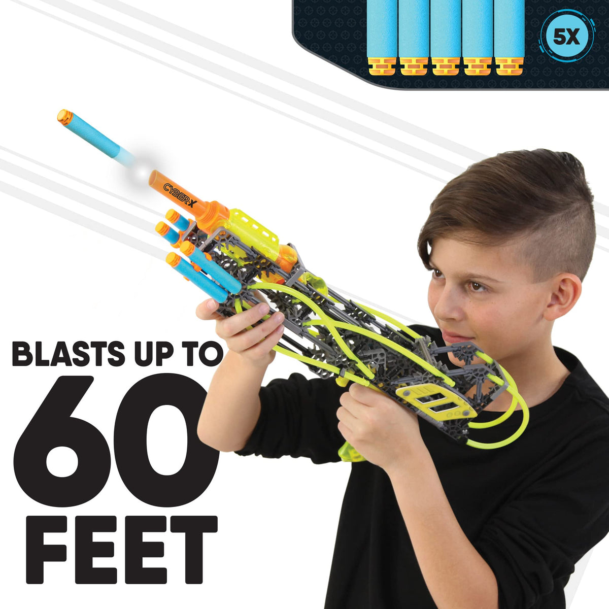 K'NEX Cyber-X C5 Neostrike Dart Blaster – 176 Pieces, 60 ft Darts, 4 Builds, 8+