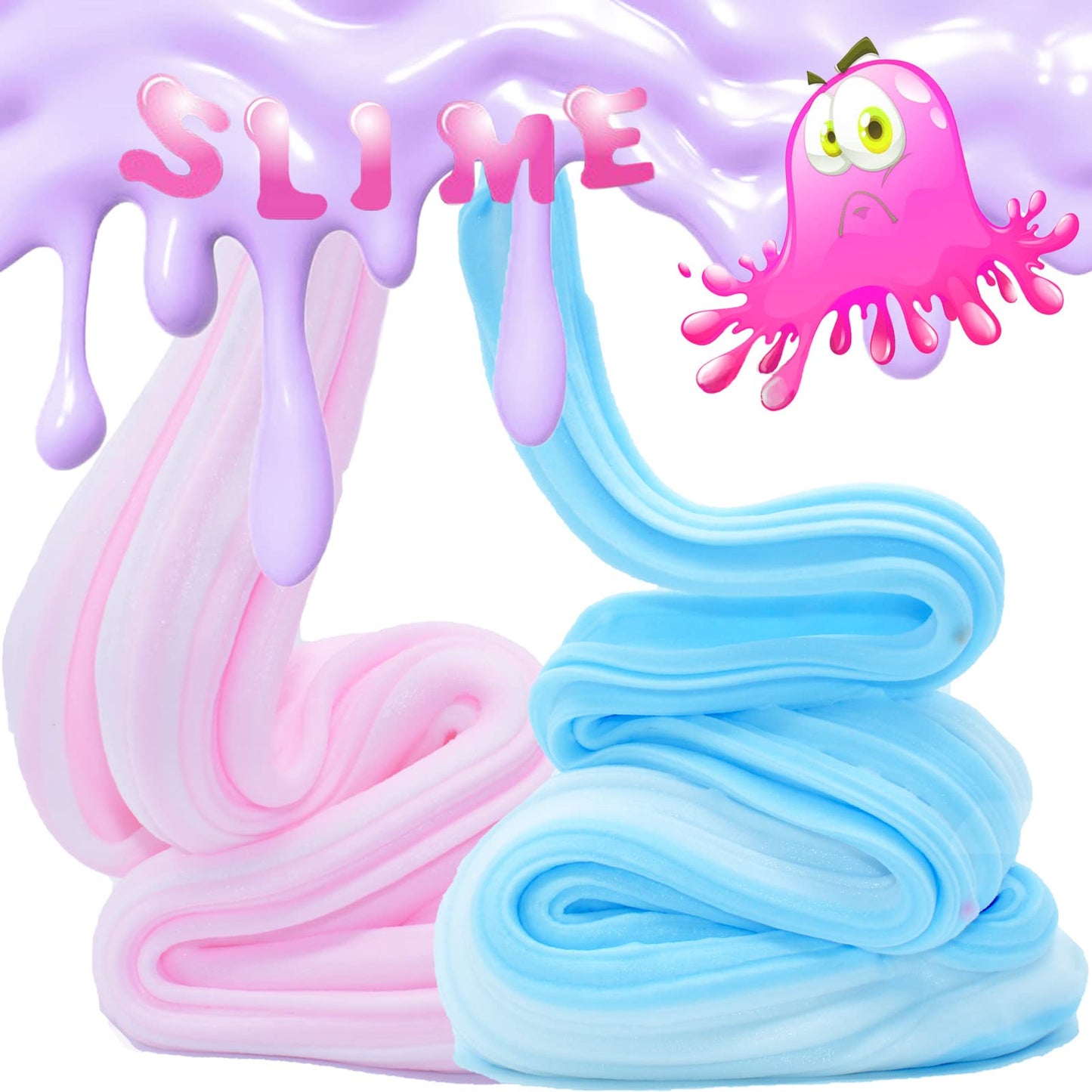 knmirtb 5-Pack Butter Slime: Pink Strawberry & Blue Ice Cream – Soft & Non-Sticky