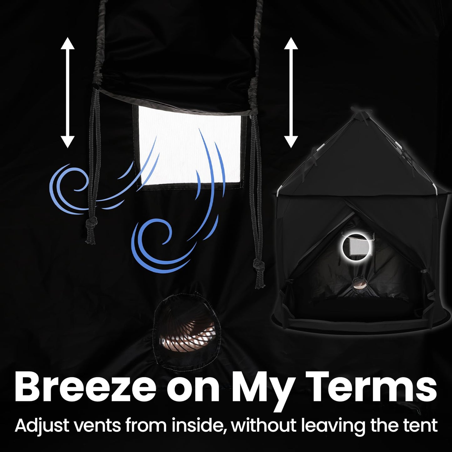 KNOCLOC Large Sensory Tent for Kids & Adults – Blackout Calm Space with Fan-Ready Port, 39 x 39 x 45 in
