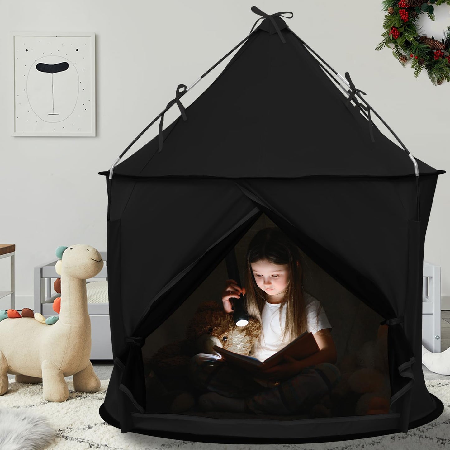 KNOCLOC Large Sensory Tent for Kids & Adults – Blackout Calm Space with Fan-Ready Port, 39 x 39 x 45 in