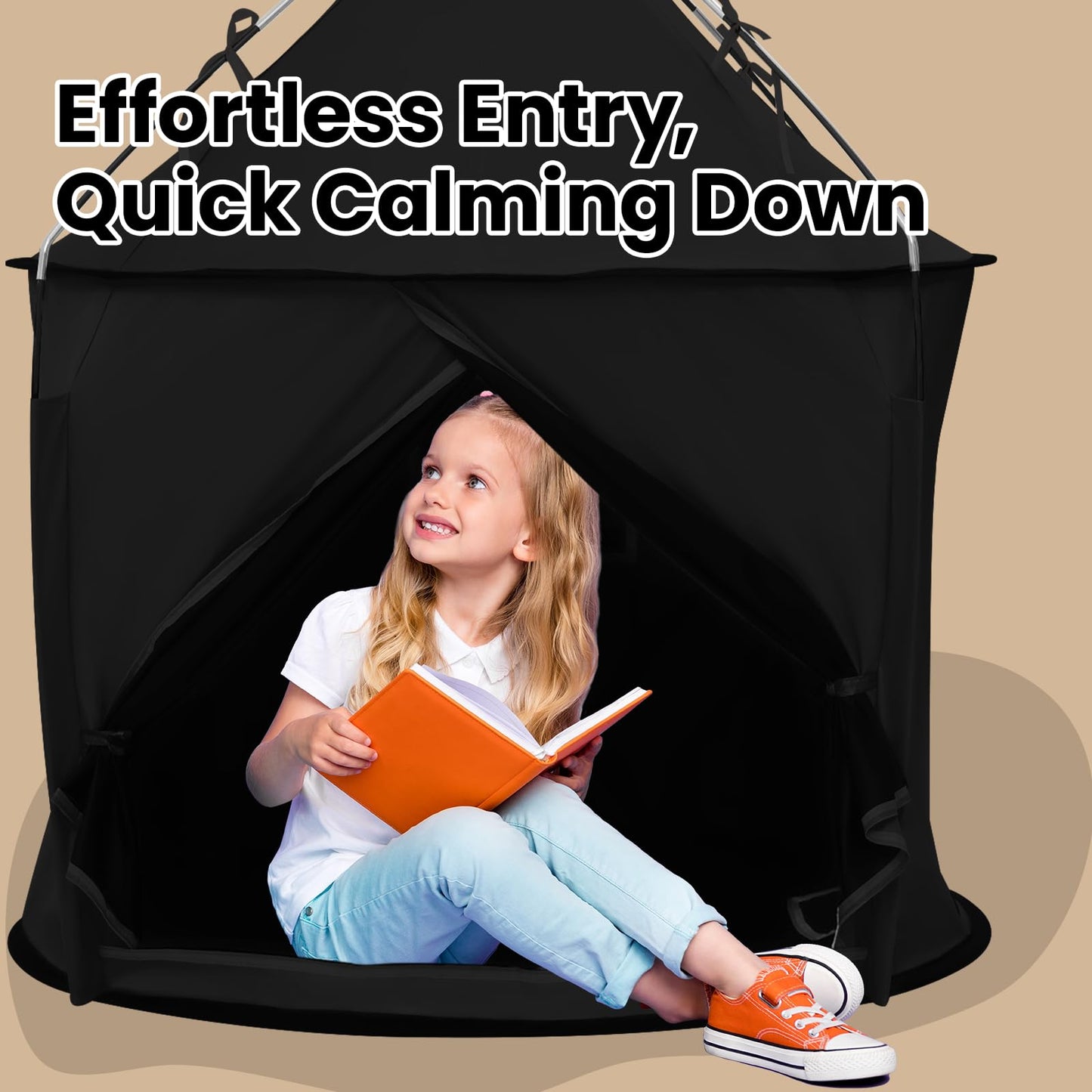 KNOCLOC Large Sensory Tent for Kids & Adults – Blackout Calm Space with Fan-Ready Port, 39 x 39 x 45 in