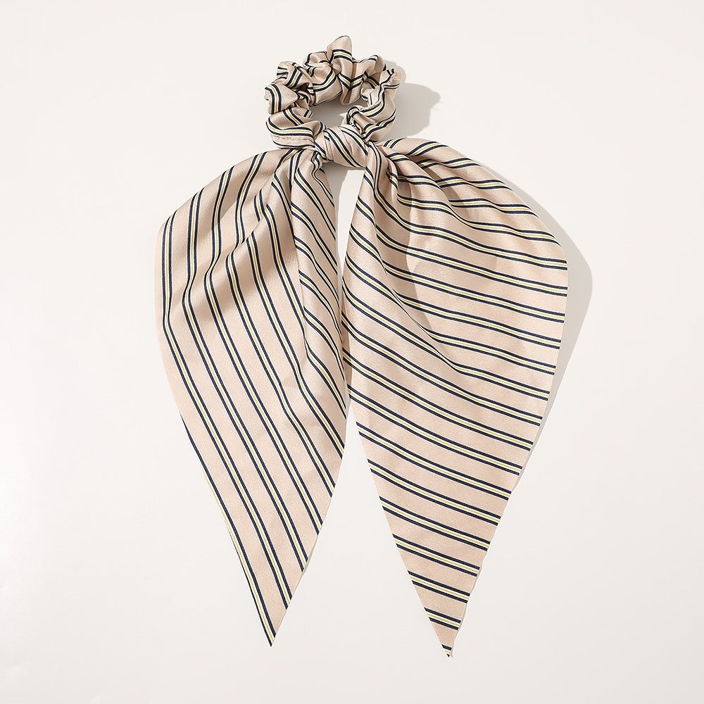 Knotted Ribbon Satin Hair Scarf, Monochrome Silky Square Scarf Hair Tie, Ladies’ Ponytail Hair Scrunchie