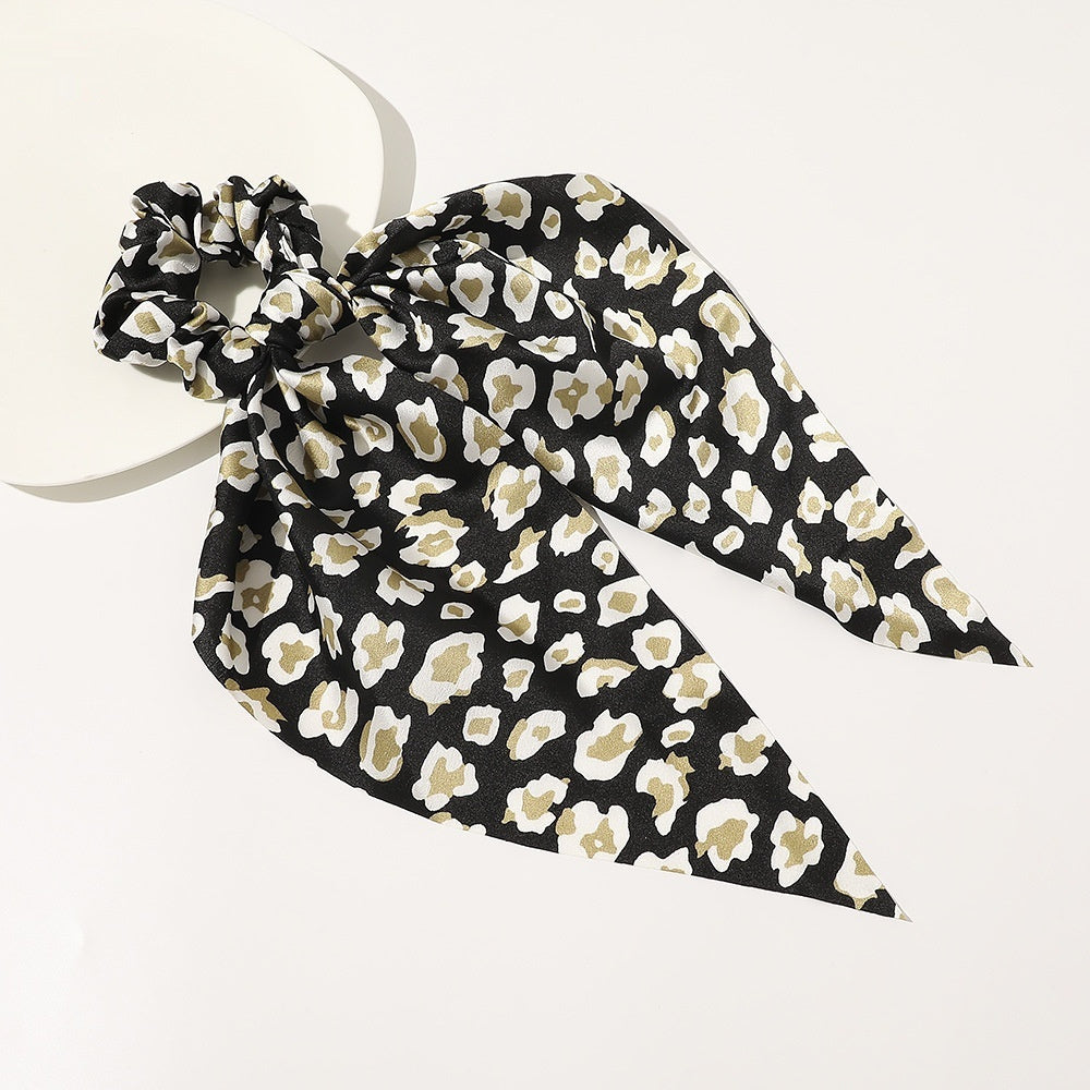 Knotted Ribbon Satin Hair Scarf, Monochrome Silky Square Scarf Hair Tie, Ladies’ Ponytail Hair Scrunchie
