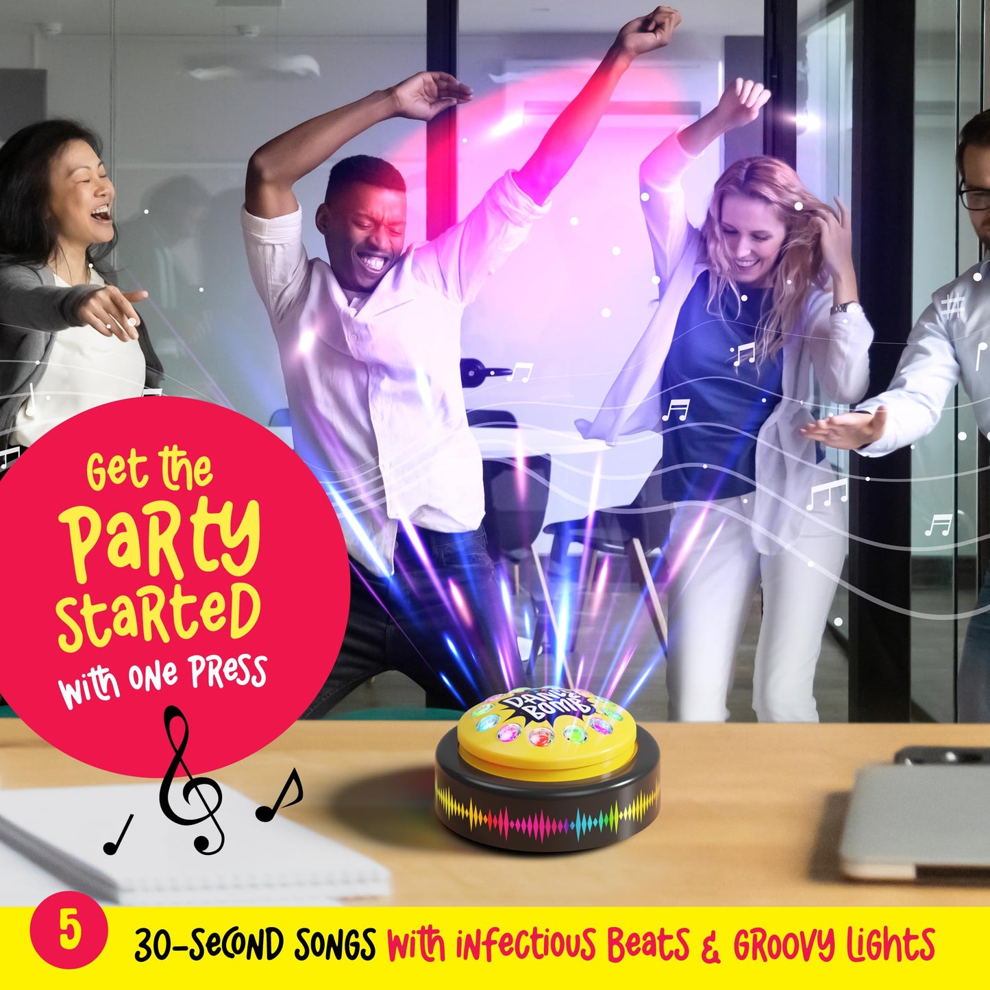 KNUCKLHEAD Dance Bomb Button – 30-Second Party Gadget for Classrooms, Offices & Gifts