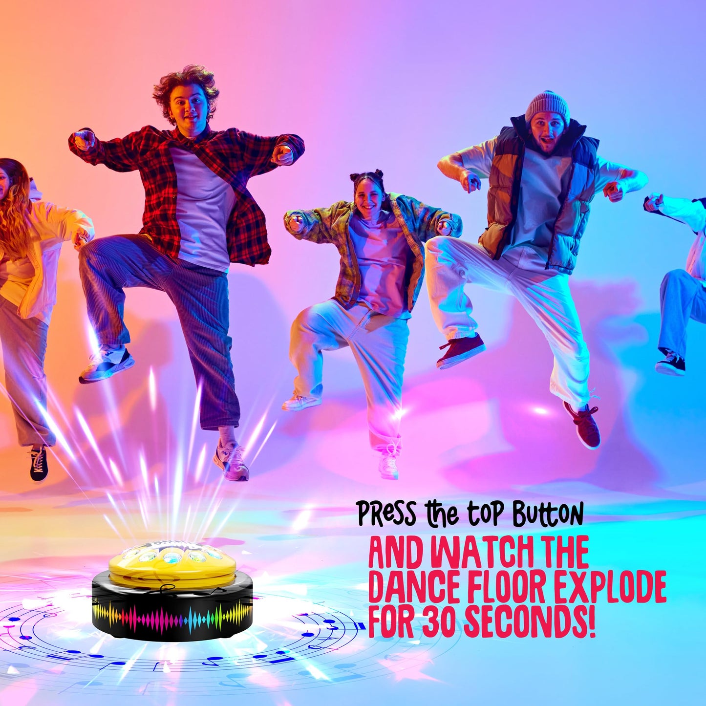 KNUCKLHEAD Dance Bomb Button – 30-Second Party Gadget for Classrooms, Offices & Gifts