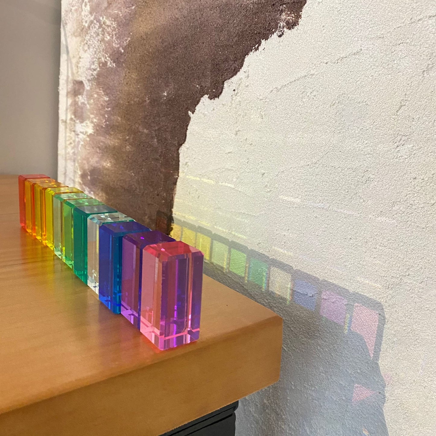 KOAICS Rainbow Crystal Acrylic Strip Blocks – 16-Color Stacking Gem Blocks for Kids (5x2.5x2.5 cm)