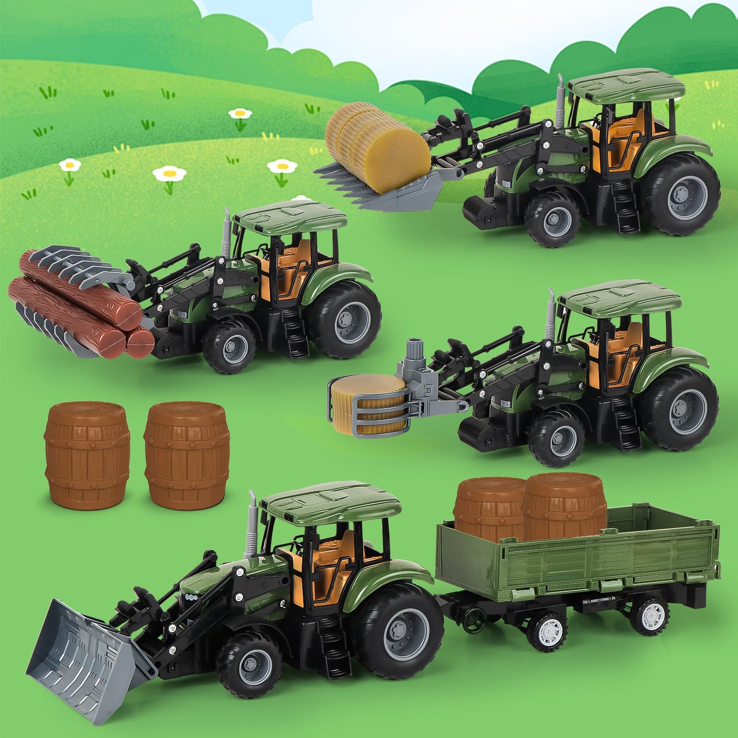 KOALA DIARY Remote Control Tractor Set – 2.4Ghz RC Farm Toy (Ages 3+)
