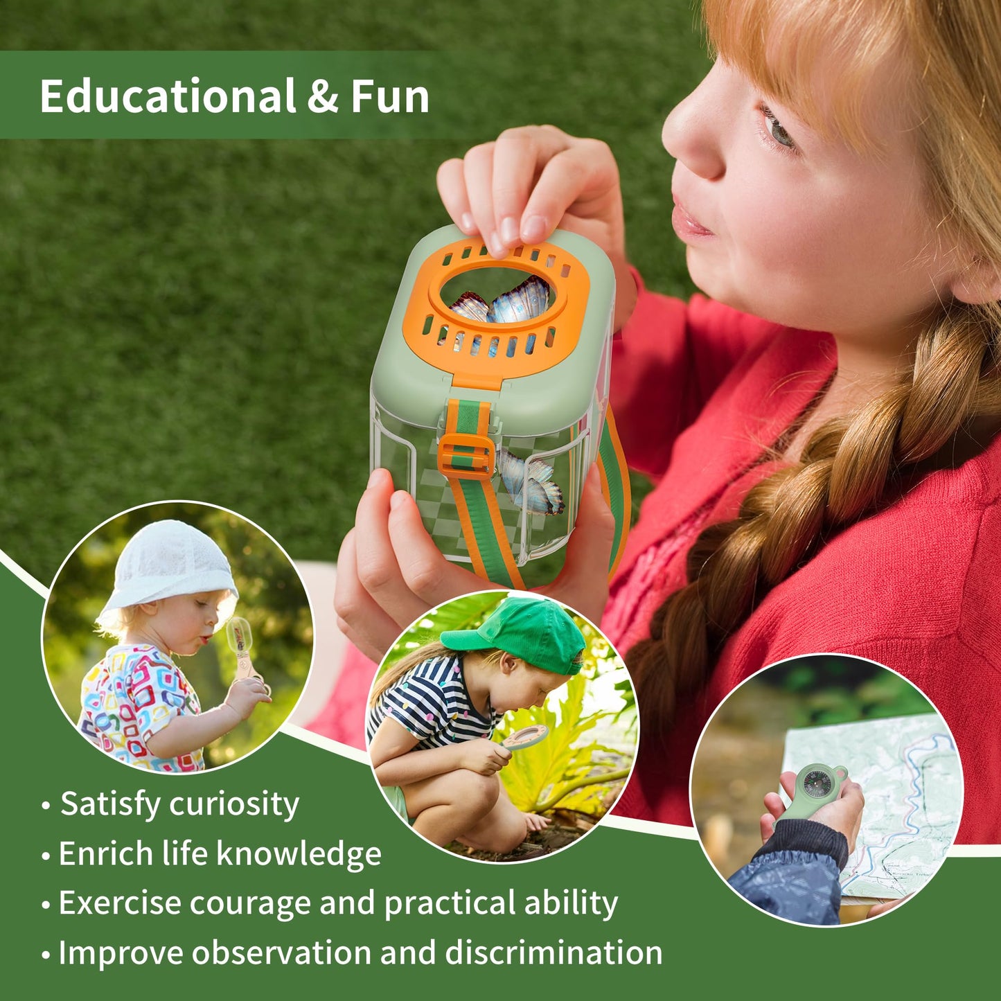 KOALA DIARY Kids Bug Catcher Kit - Explorer Set with Magnifier & Compass (Ages 3+)