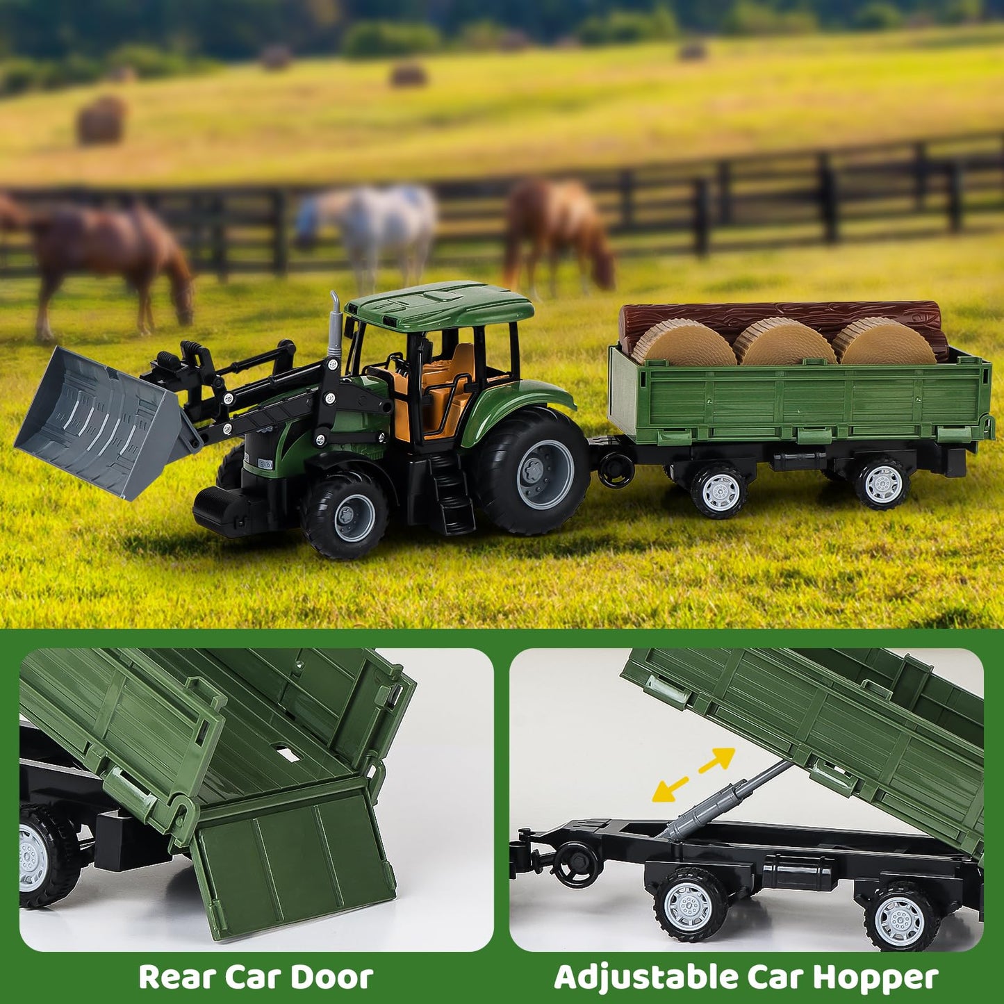 KOALA DIARY Remote Control Tractor Set – 2.4Ghz RC Farm Toy (Ages 3+)