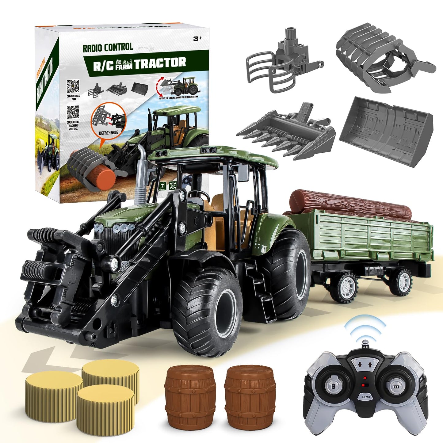 KOALA DIARY Remote Control Tractor Set – 2.4Ghz RC Farm Toy (Ages 3+)