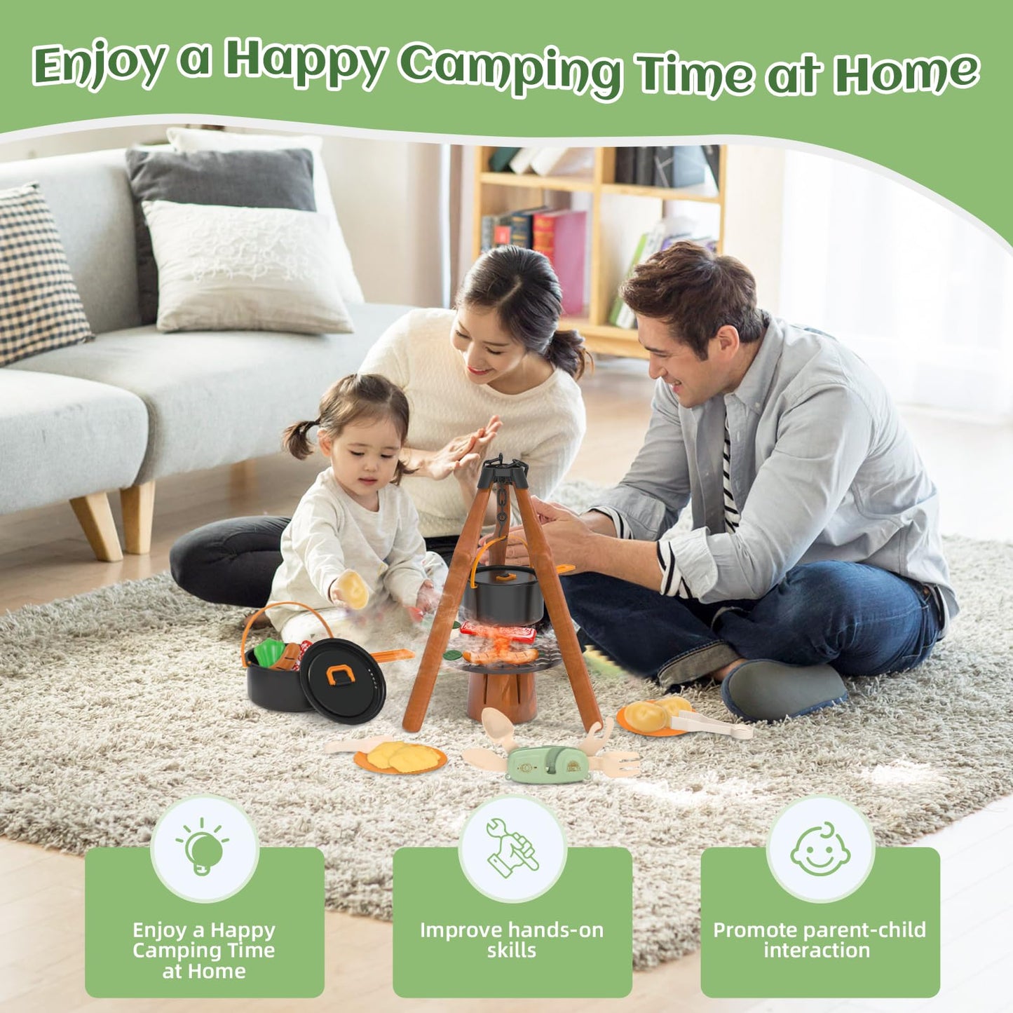 KOALA DIARY Kids Camping Toy Set – Pretend Play Stove, Food & Tableware for Ages 3+