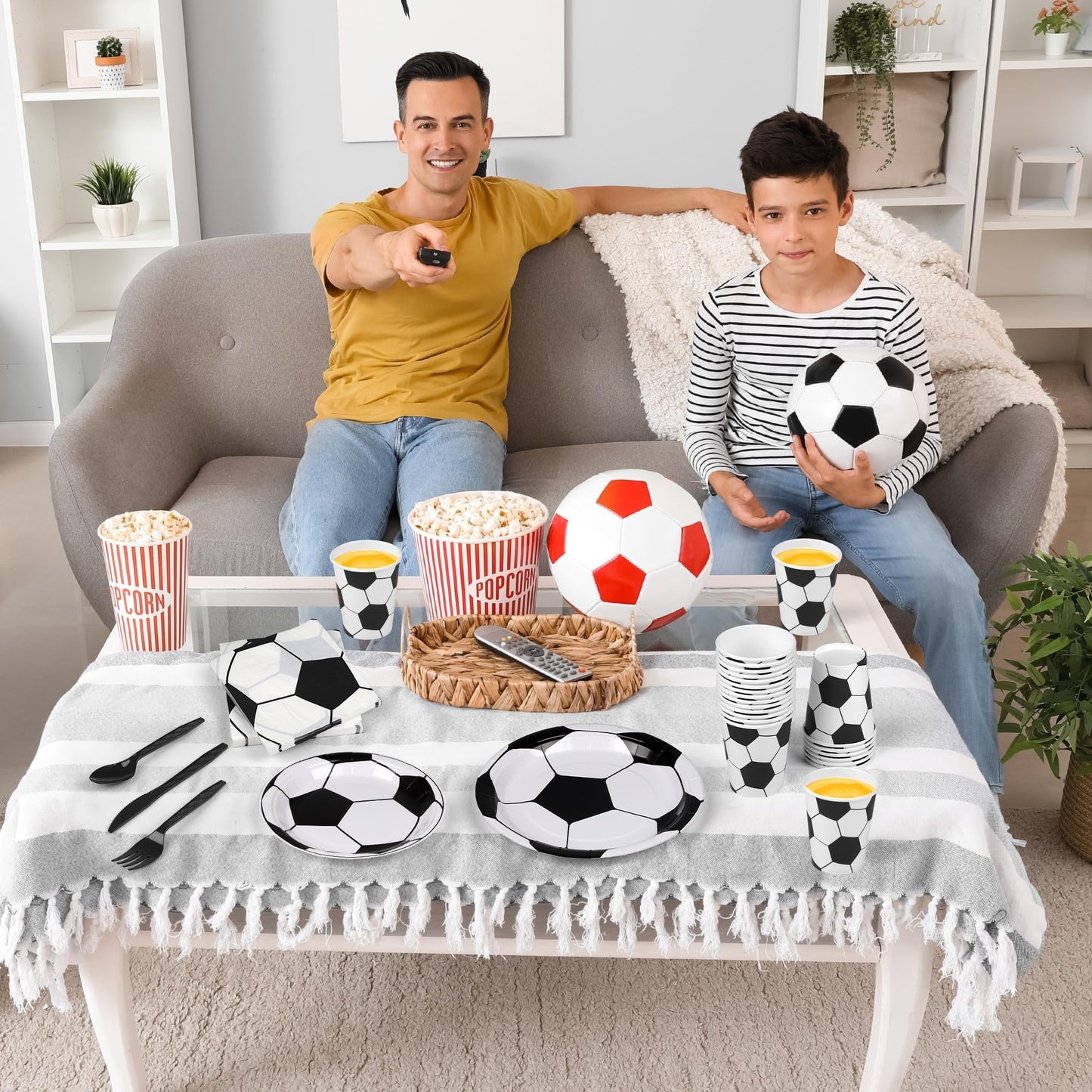 Kochorie 400-Piece Soccer Disposable Tableware Set | Serves 50 for Games & Parties