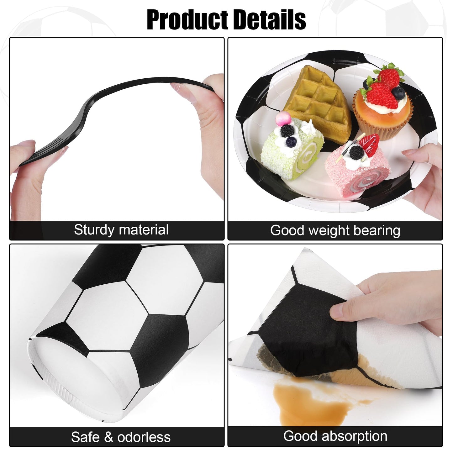 Kochorie 400-Piece Soccer Disposable Tableware Set | Serves 50 for Games & Parties