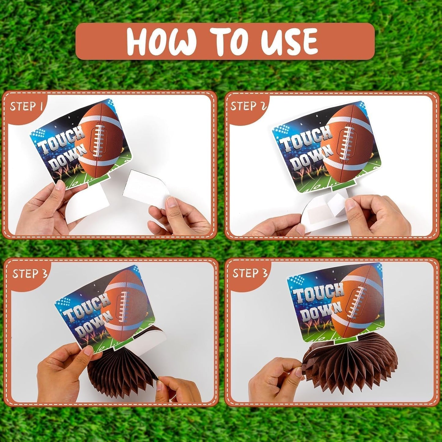 Kockuu Football Party Decorations – 10 Pcs Honeycomb Centerpieces & Standing Cutouts