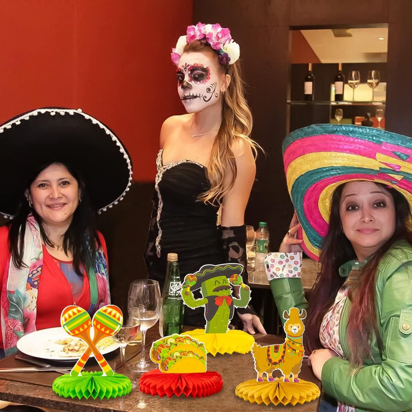 Kockuu 12pc Fiesta Honeycomb Centerpieces — 8” Paper Table Decor for Cinco de Mayo & Mexican Party